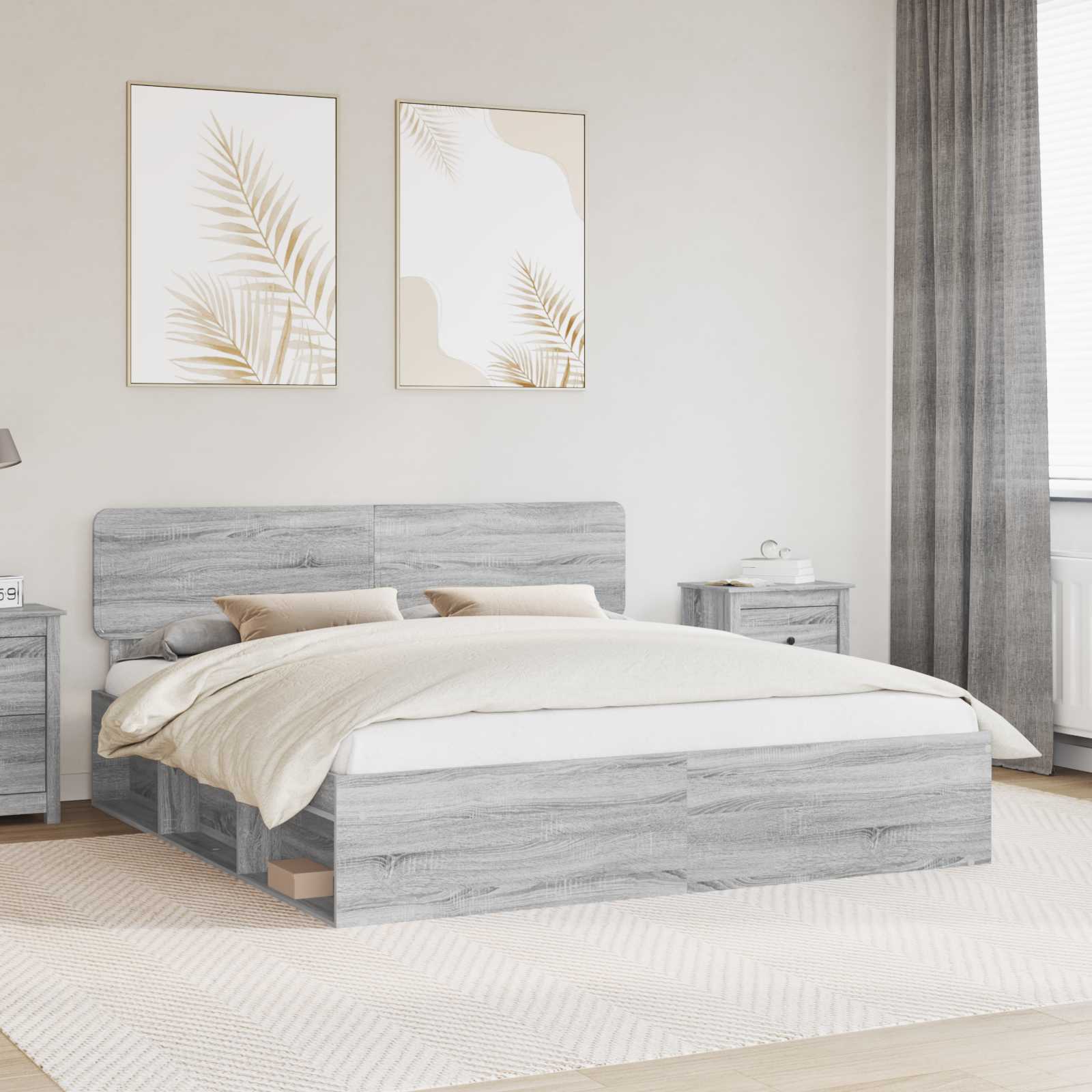 vidaXL Bedframe met hoofdeinde Wit 200 x 200 cm Massief grenenhout