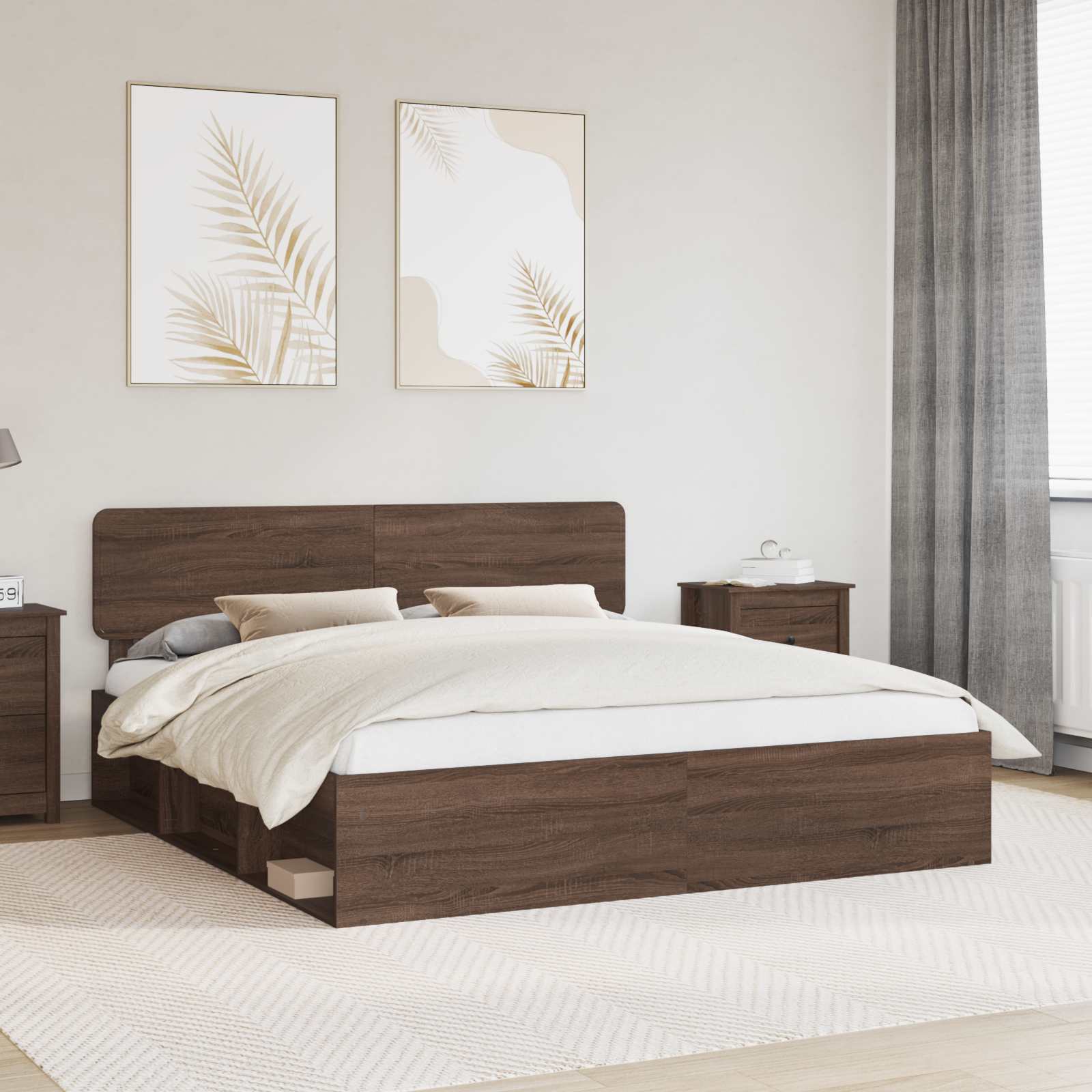 vidaXL Bedframe met hoofdeinde Wit 200 x 200 cm Massief grenenhout