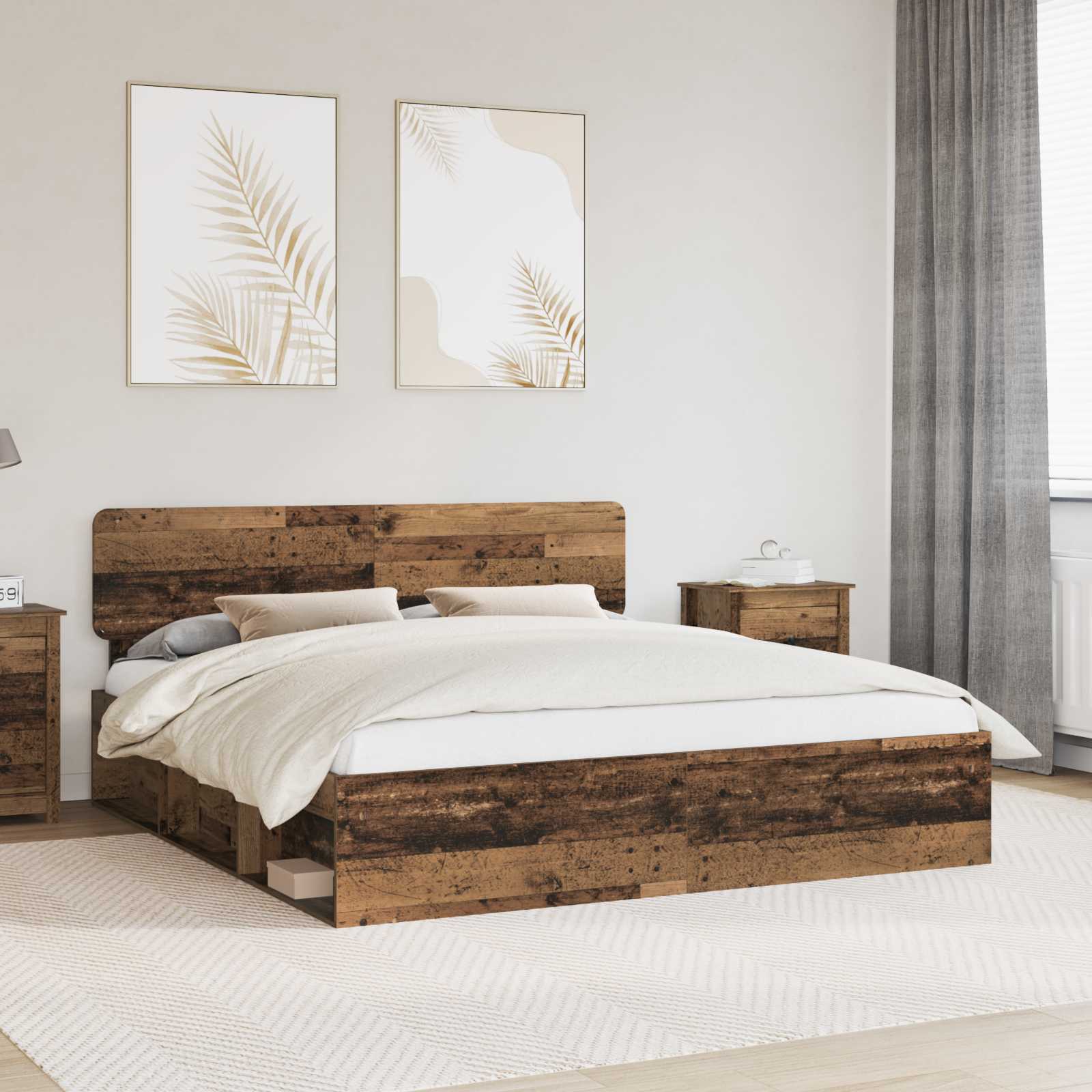 vidaXL Bedframe met hoofdeinde Wit 200 x 200 cm Massief grenenhout