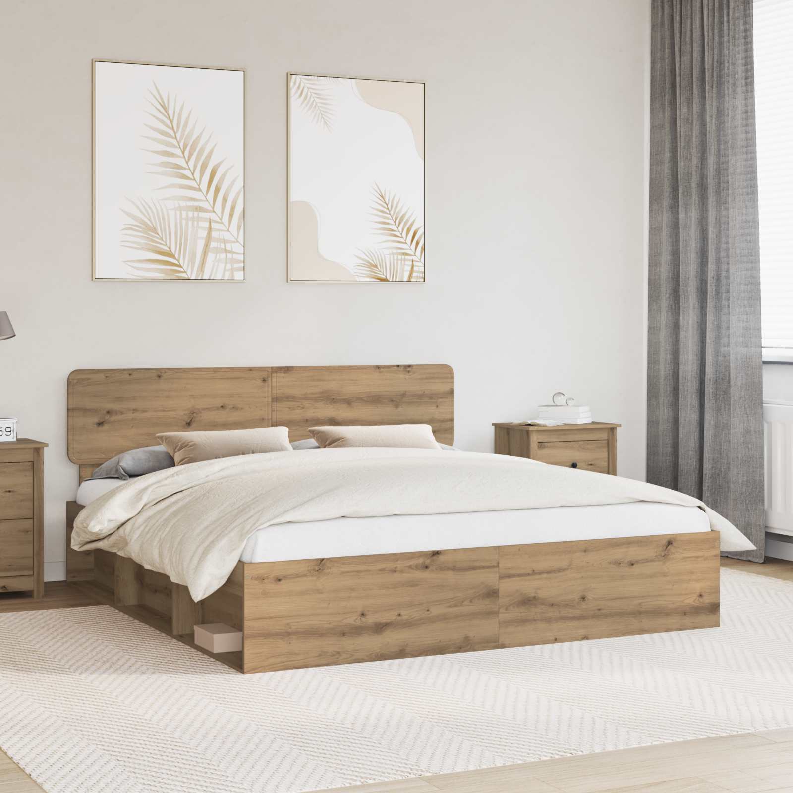 vidaXL Bedframe met hoofdeinde Wit 200 x 200 cm Massief grenenhout