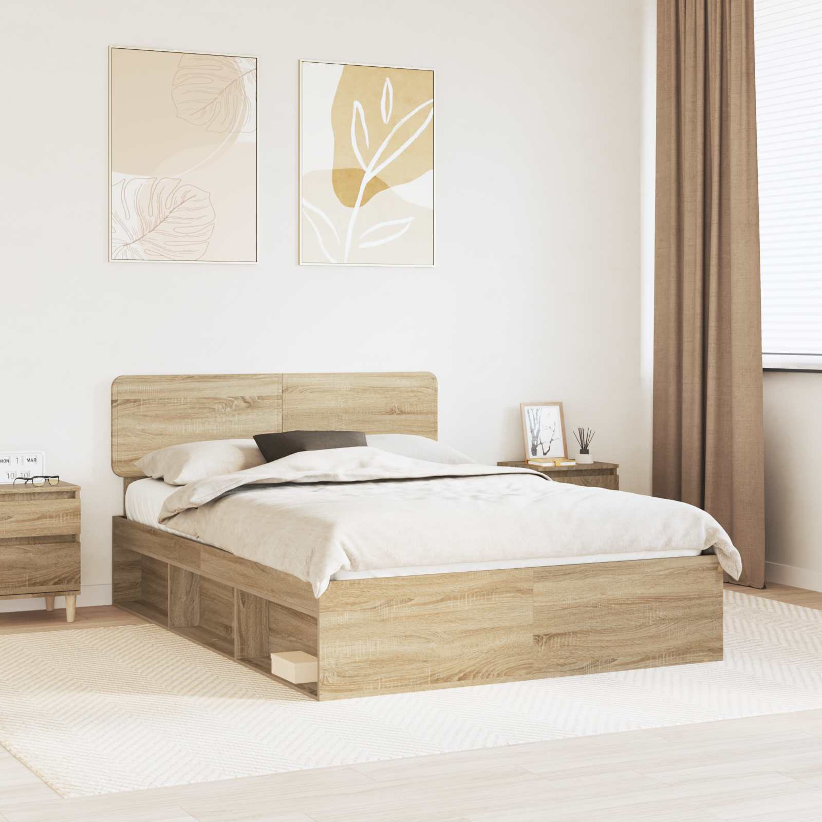 vidaXL Bedframe met hoofdeinde Wit 200 x 200 cm Massief grenenhout