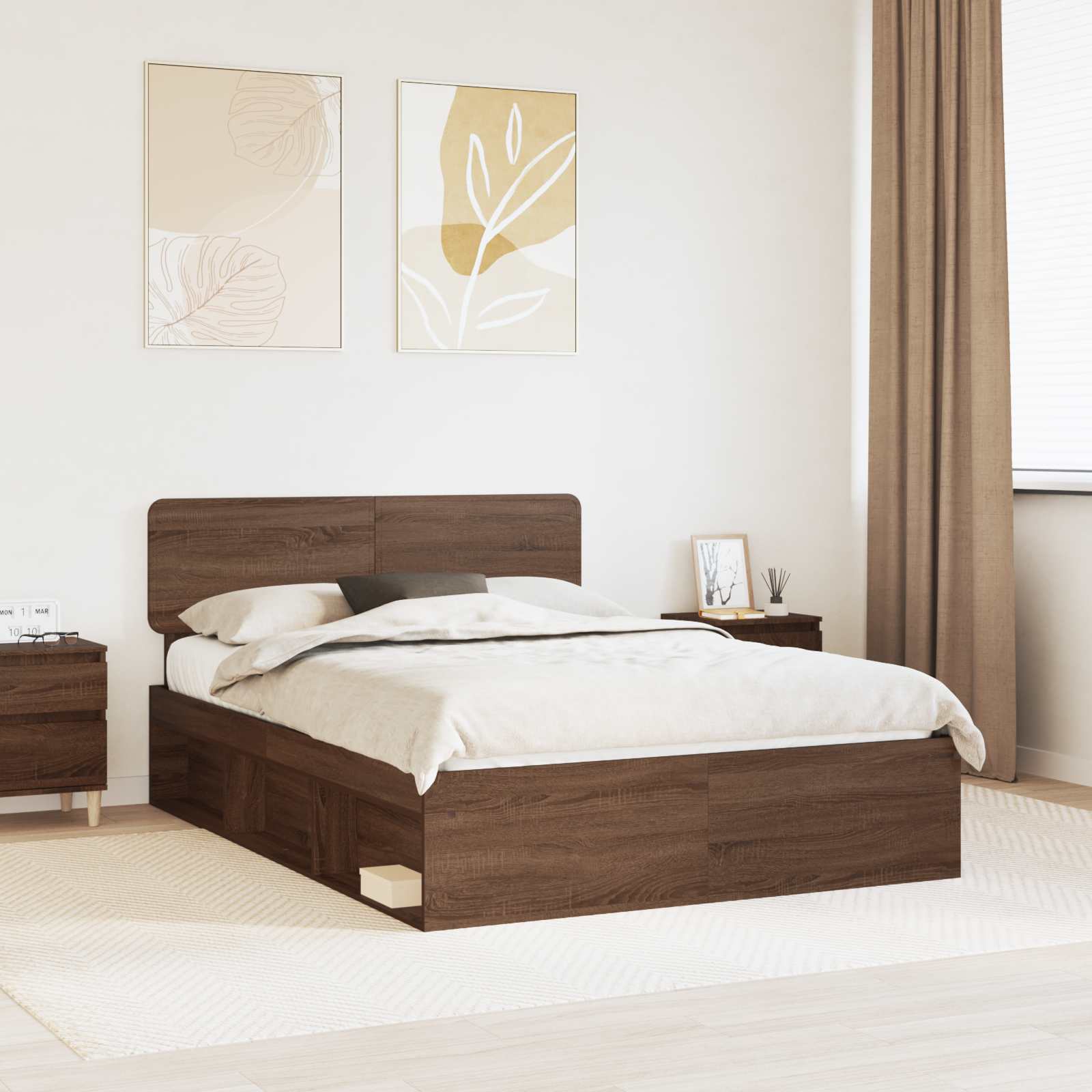 vidaXL Bedframe met hoofdeinde Wit 200 x 200 cm Massief grenenhout