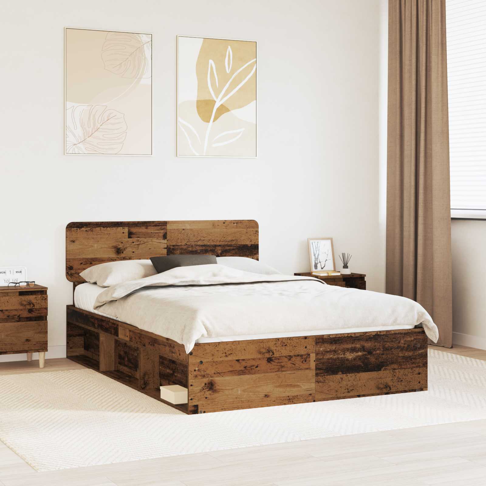 vidaXL Bedframe met hoofdeinde Wit 200 x 200 cm Massief grenenhout