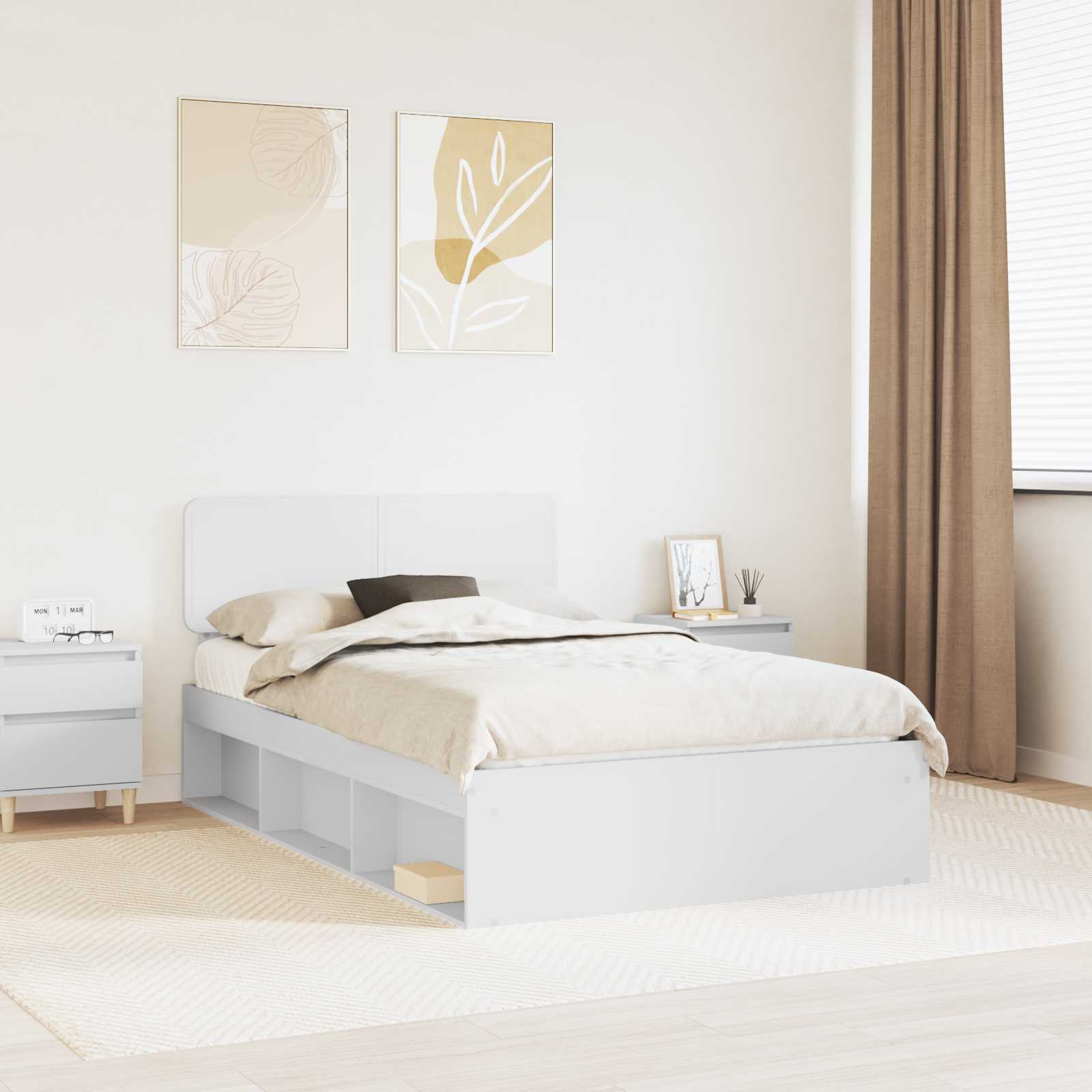vidaXL Bedframe met hoofdeinde Wit 200 x 200 cm Massief grenenhout