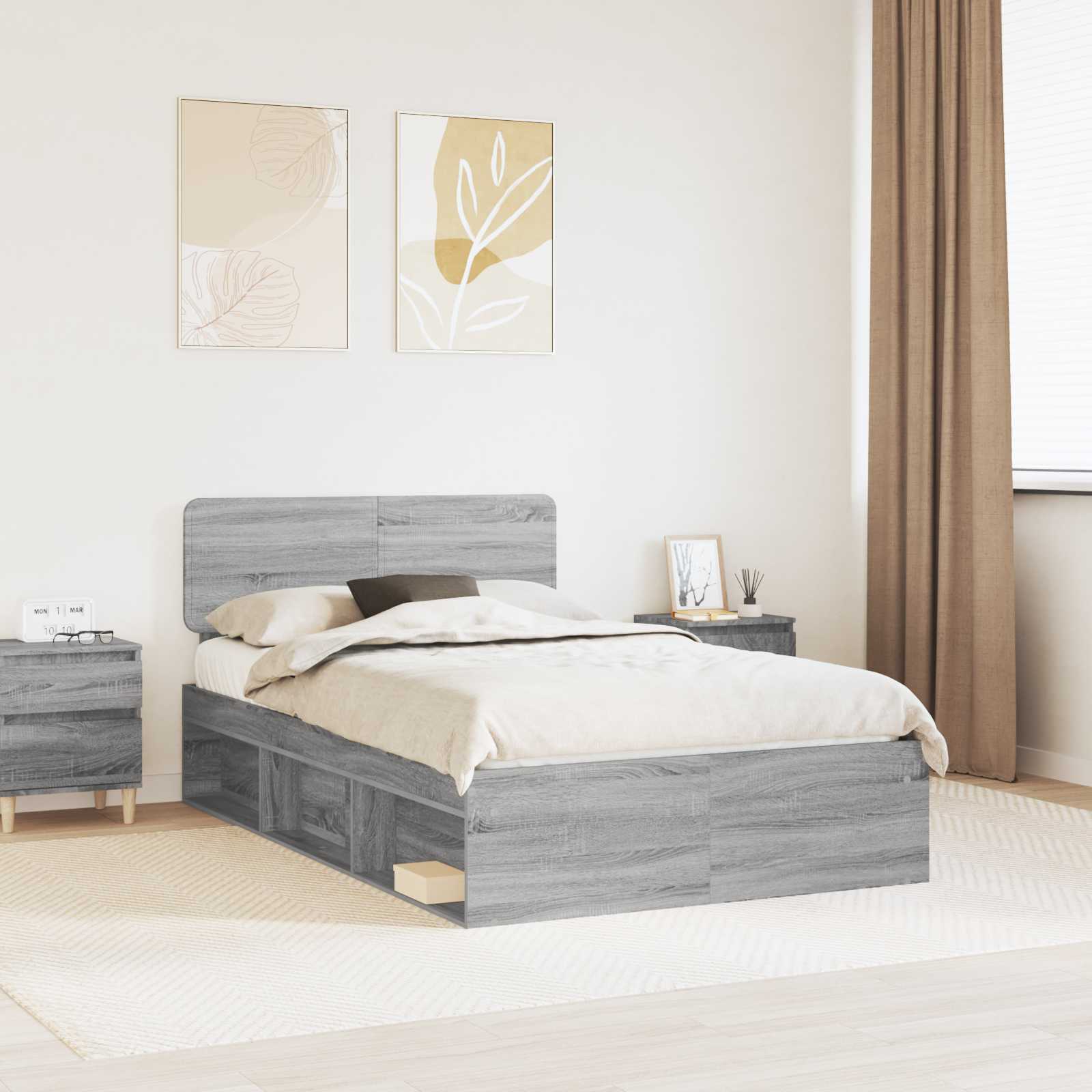 vidaXL Bedframe met hoofdeinde Wit 200 x 200 cm Massief grenenhout
