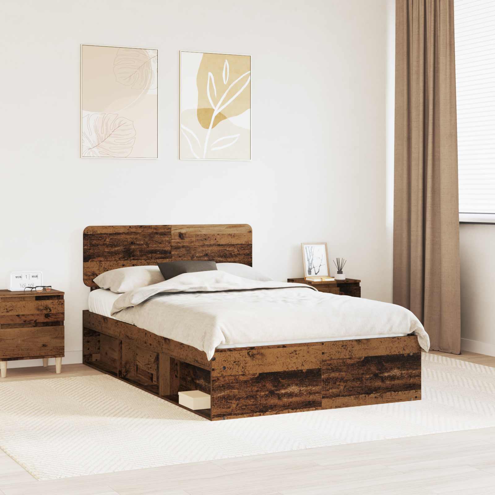 vidaXL Bedframe met hoofdeinde Wit 200 x 200 cm Massief grenenhout