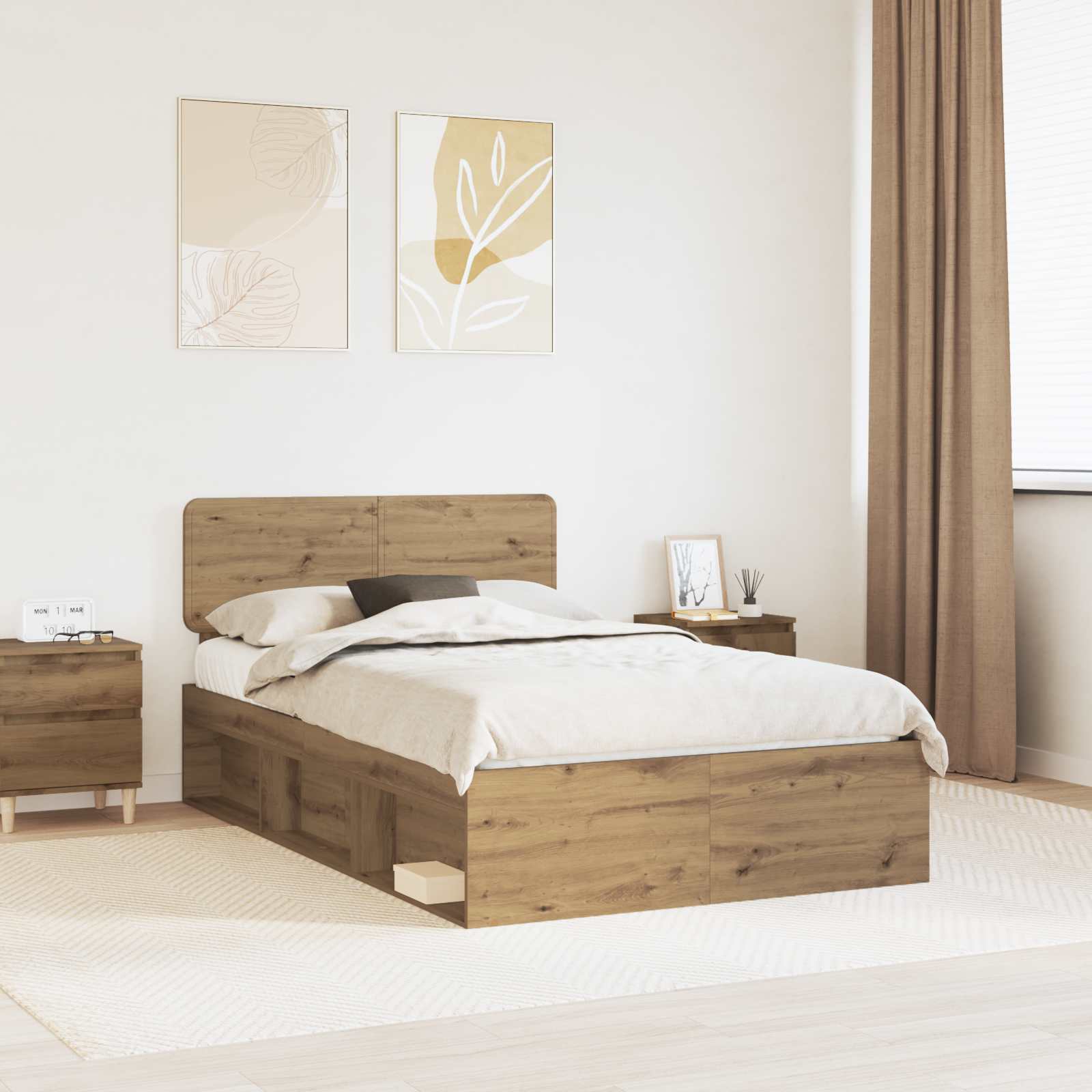 vidaXL Bedframe met hoofdeinde Wit 200 x 200 cm Massief grenenhout