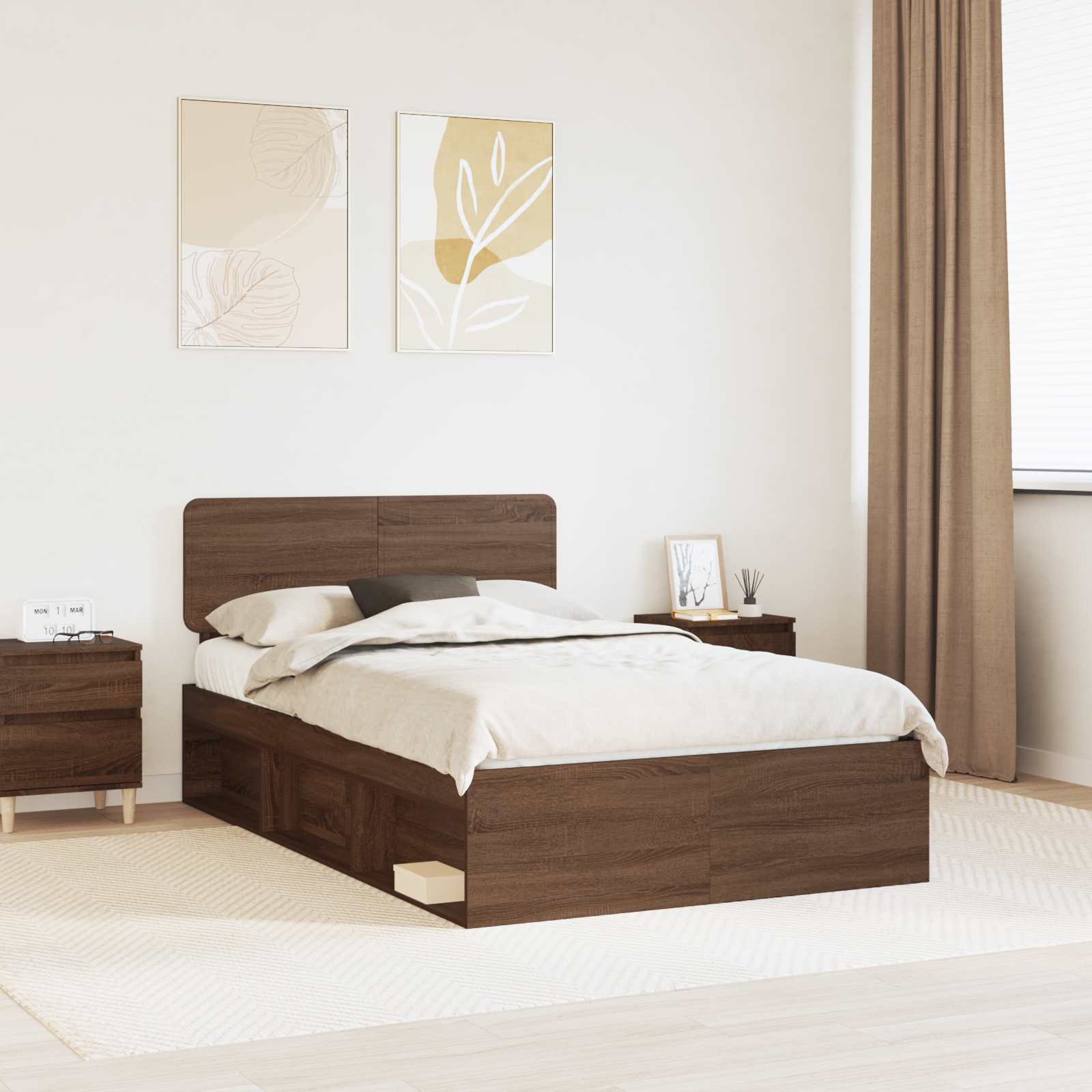 vidaXL Bedframe met hoofdeinde Wit 200 x 200 cm Massief grenenhout