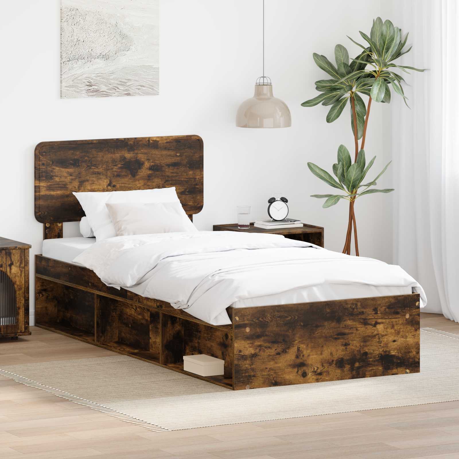 vidaXL Bedframe met hoofdeinde Wit 200 x 200 cm Massief grenenhout