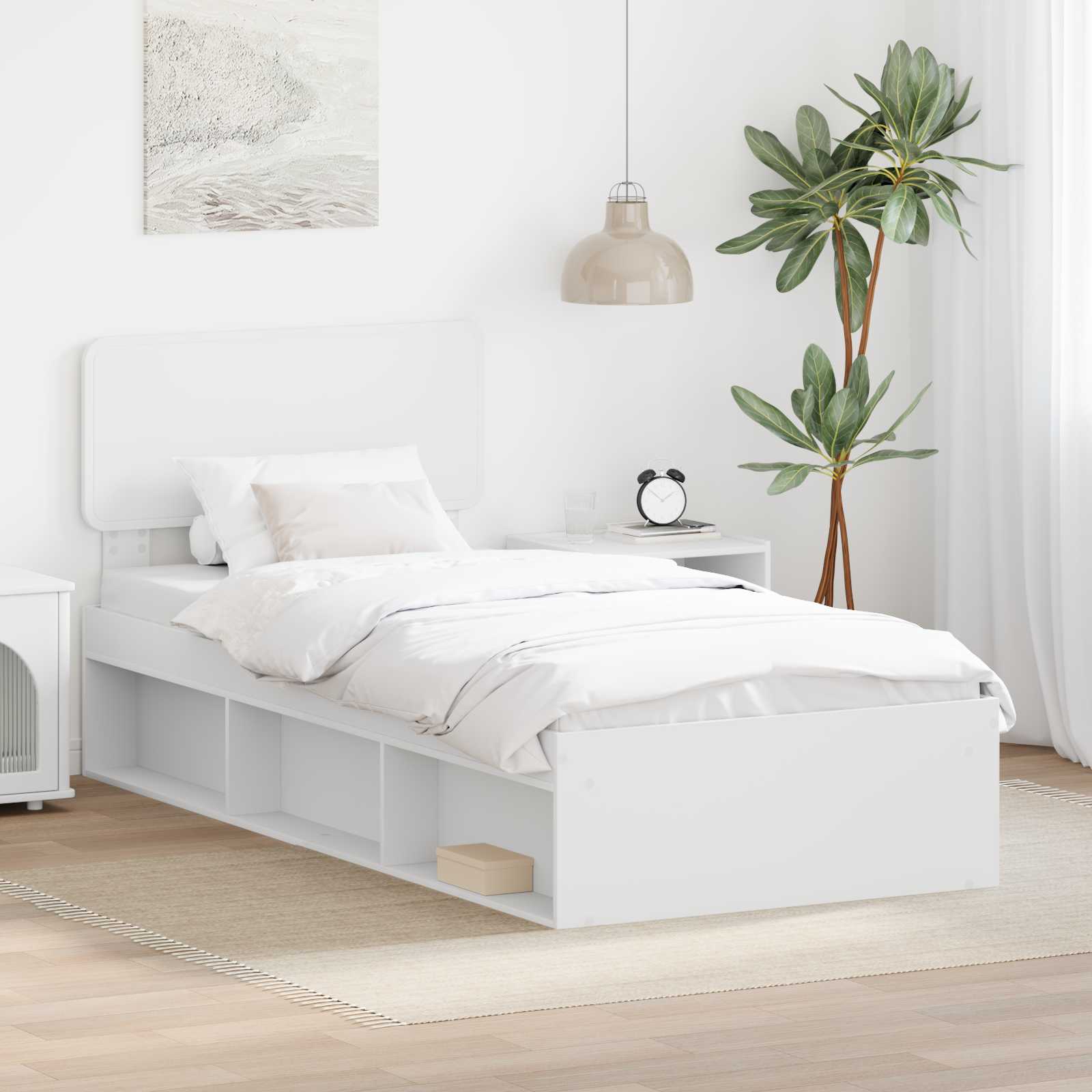vidaXL Bedframe met hoofdeinde Wit 200 x 200 cm Massief grenenhout