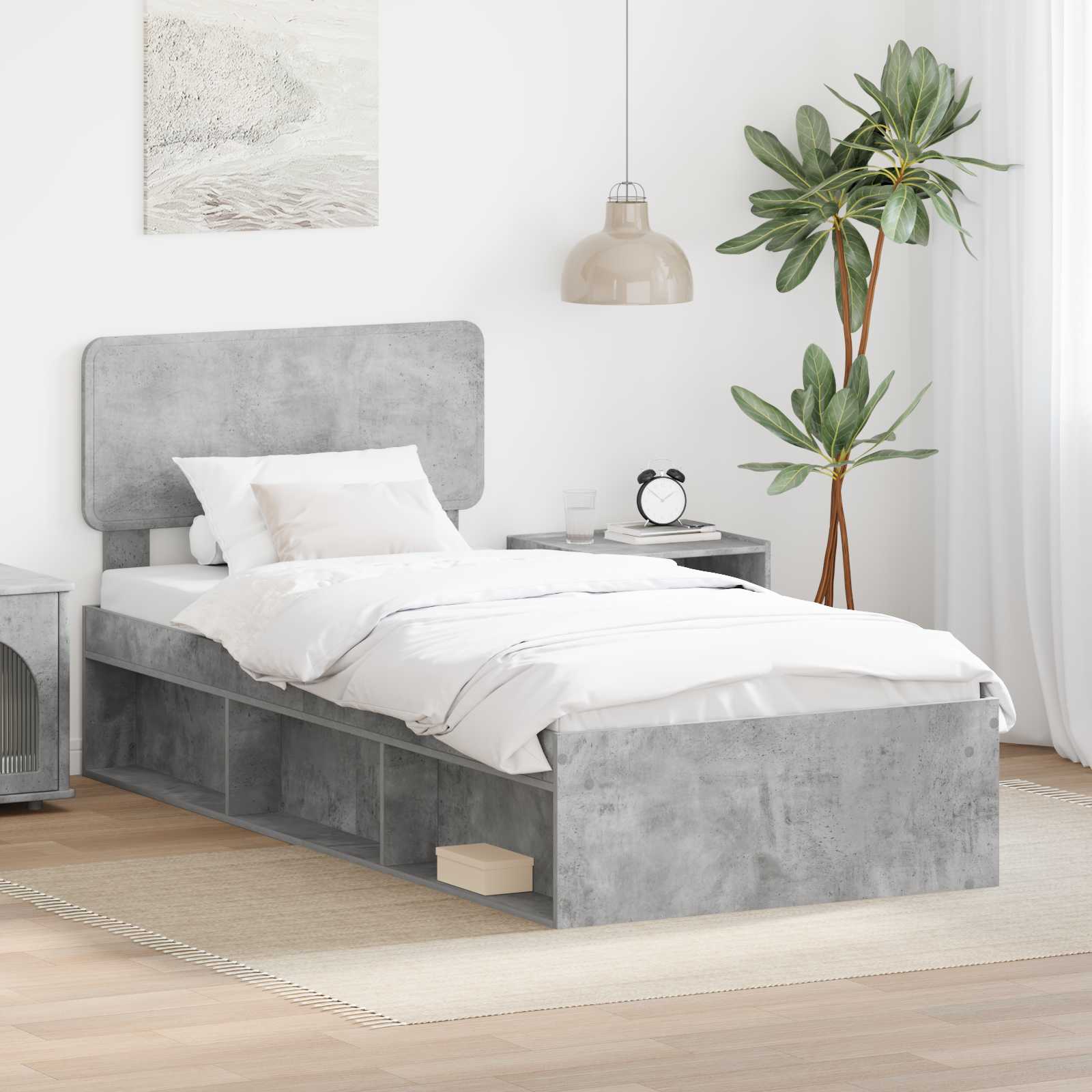 vidaXL Bedframe met hoofdeinde Wit 200 x 200 cm Massief grenenhout