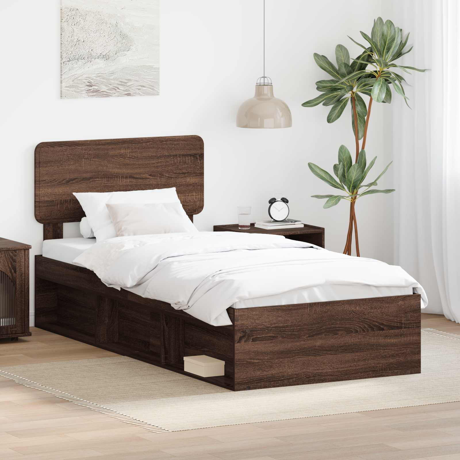 vidaXL Bedframe met hoofdeinde Wit 200 x 200 cm Massief grenenhout