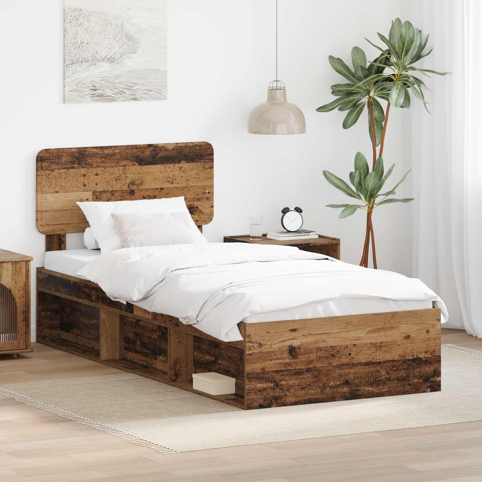 vidaXL Bedframe met hoofdeinde Wit 200 x 200 cm Massief grenenhout