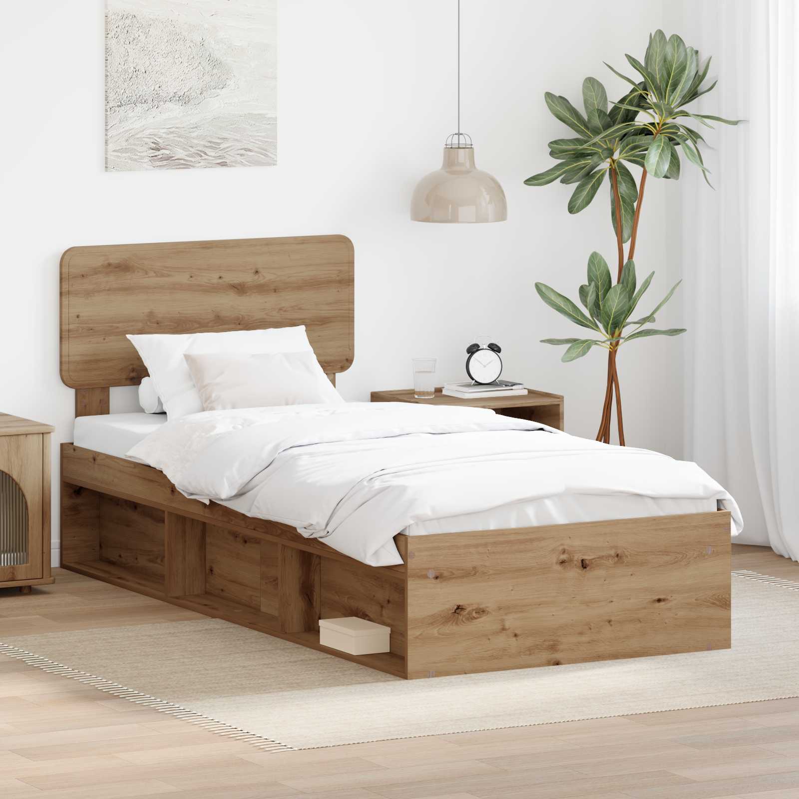 vidaXL Bedframe met hoofdeinde Wit 200 x 200 cm Massief grenenhout