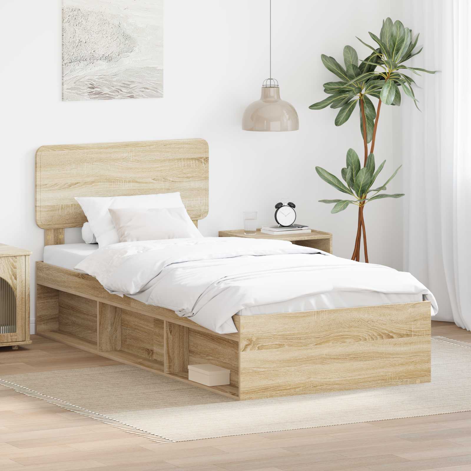 vidaXL Bedframe met hoofdeinde Wit 200 x 200 cm Massief grenenhout
