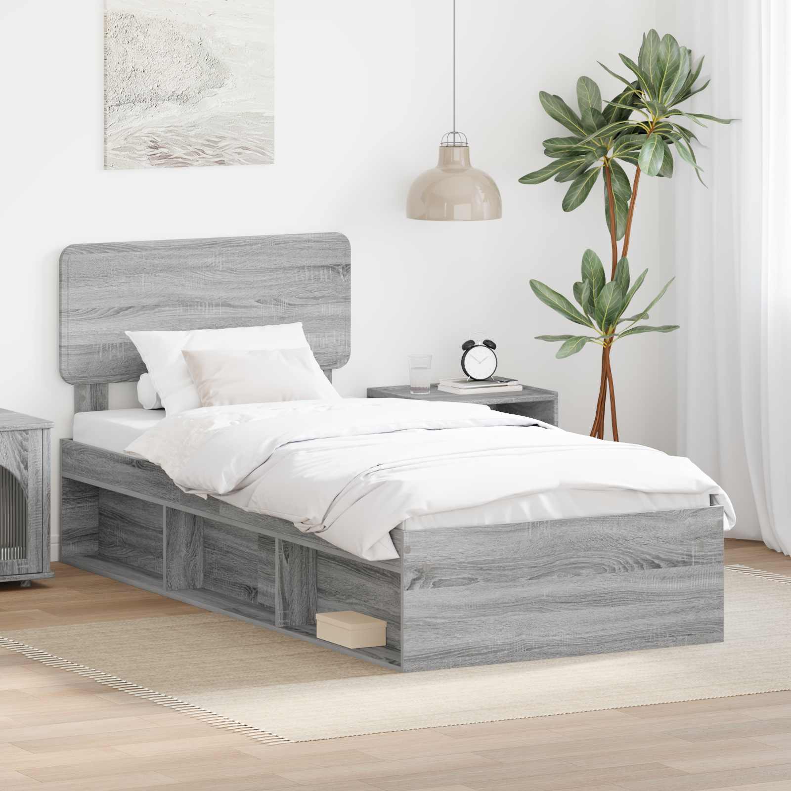 vidaXL Bedframe met hoofdeinde Wit 200 x 200 cm Massief grenenhout