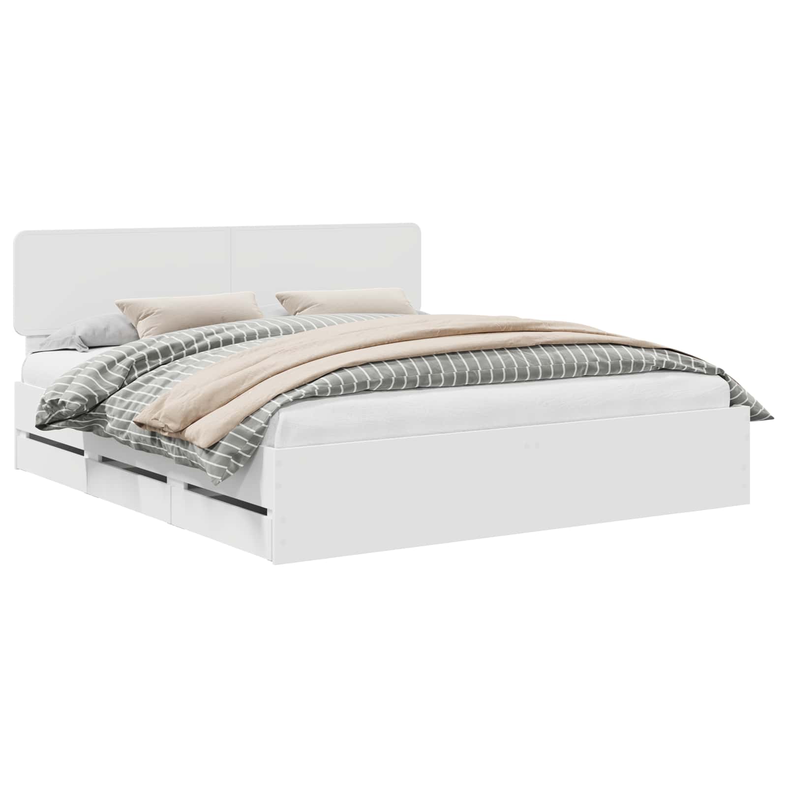 vidaXL Bedframe met lade met opslag Wit 200 x 200 cm Ingenieurshout
