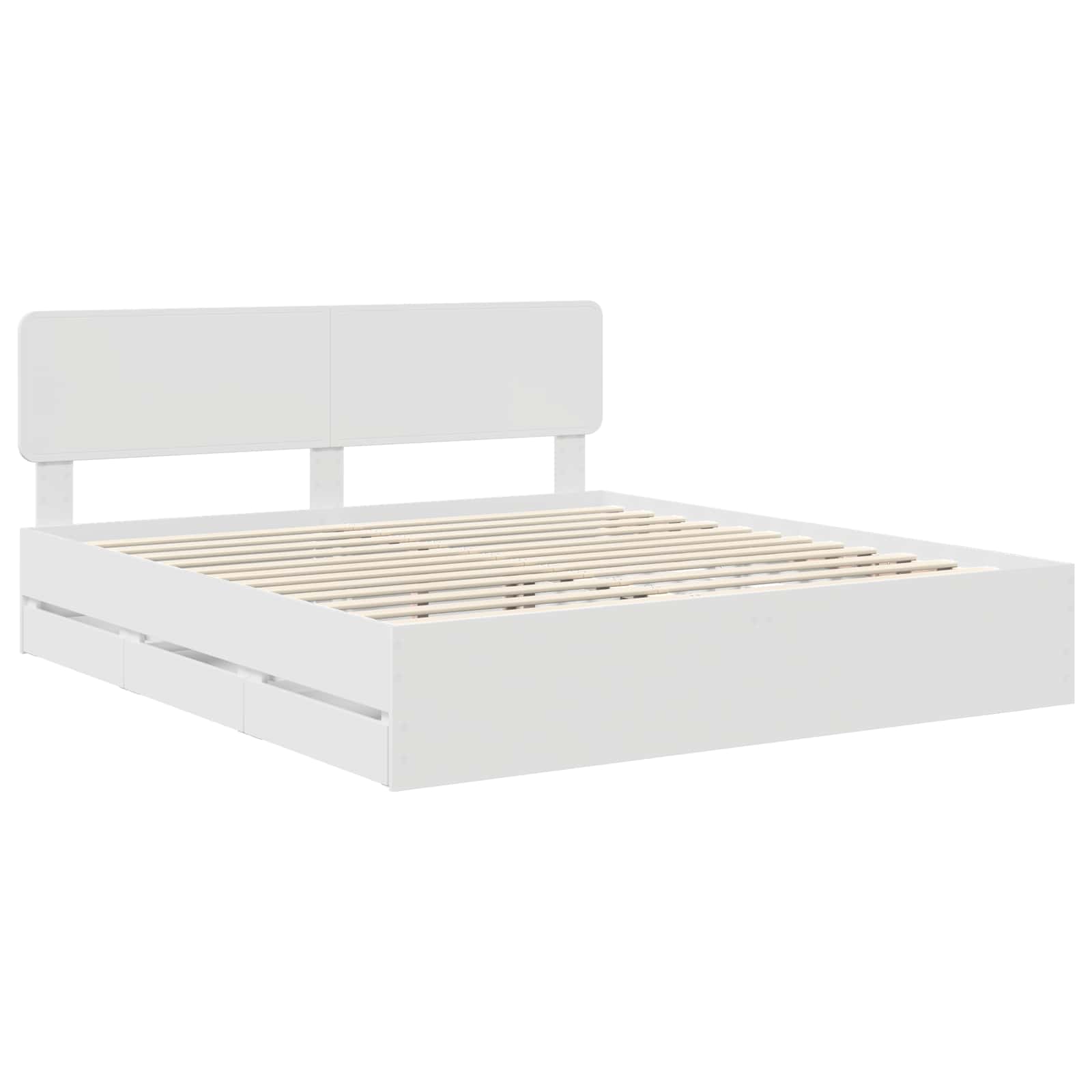 vidaXL Bedframe met lade met opslag Wit 200 x 200 cm Ingenieurshout
