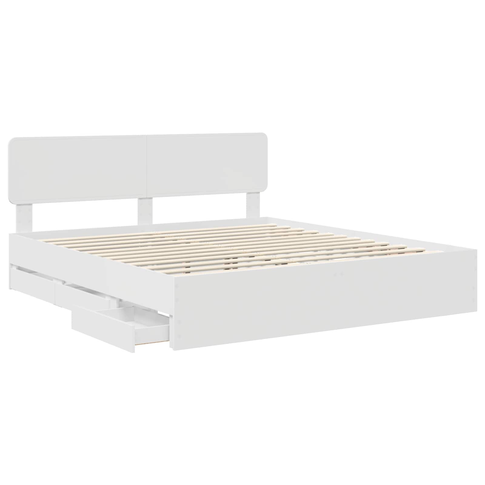 vidaXL Bedframe met lade met opslag Wit 200 x 200 cm Ingenieurshout