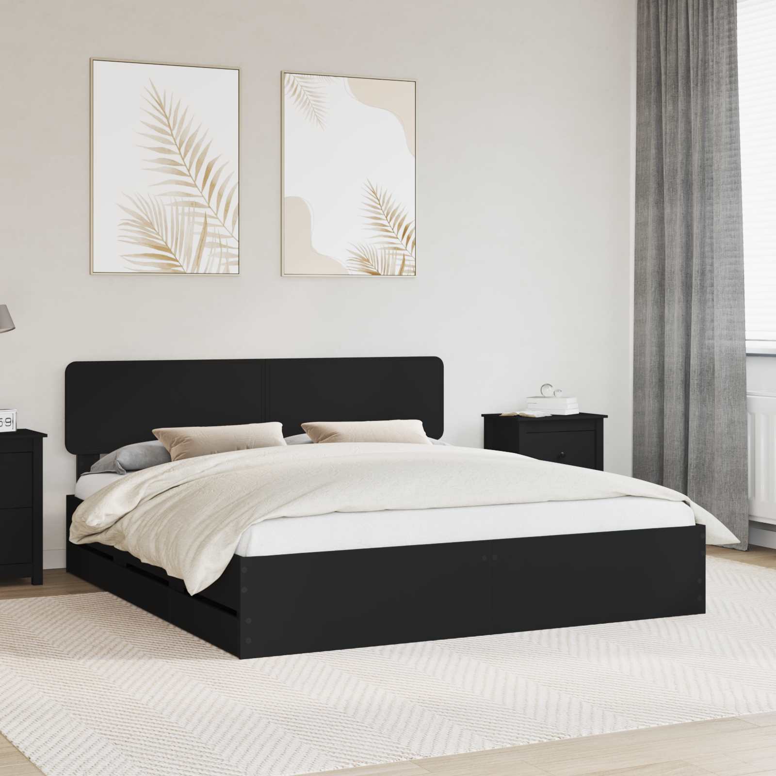 vidaXL Bedframe met lade met opslag Wit 200 x 200 cm Ingenieurshout