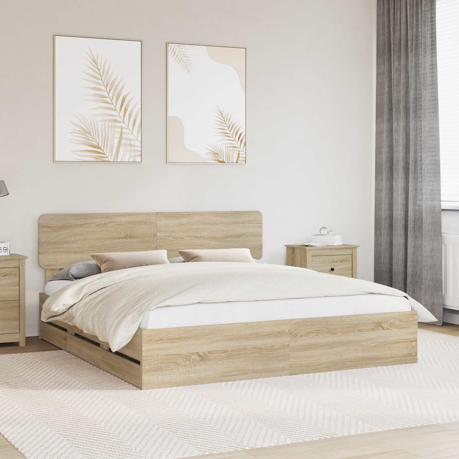 vidaXL Bedframe met lade met opslag Wit 200 x 200 cm Ingenieurshout