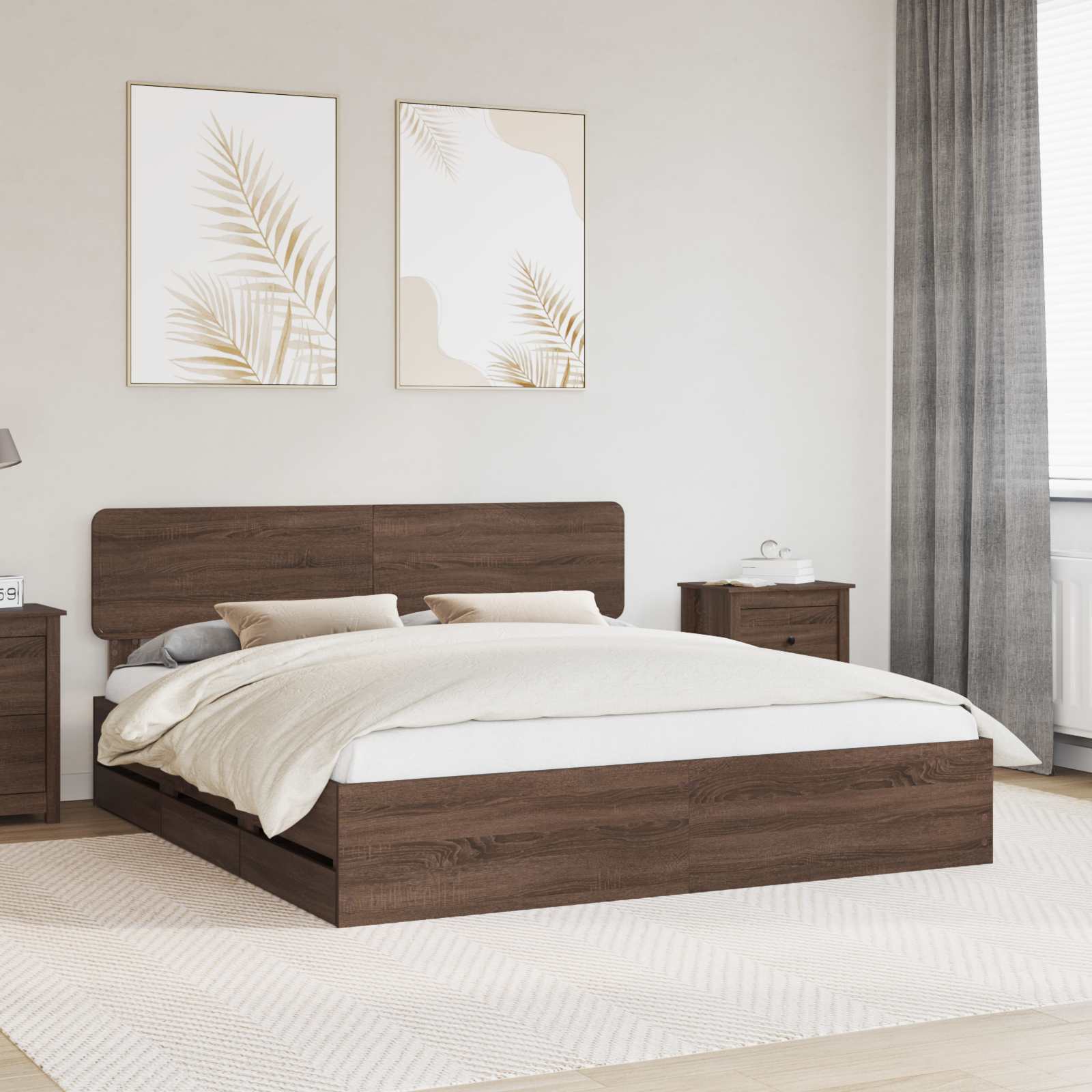 vidaXL Bedframe met lade met opslag Wit 200 x 200 cm Ingenieurshout