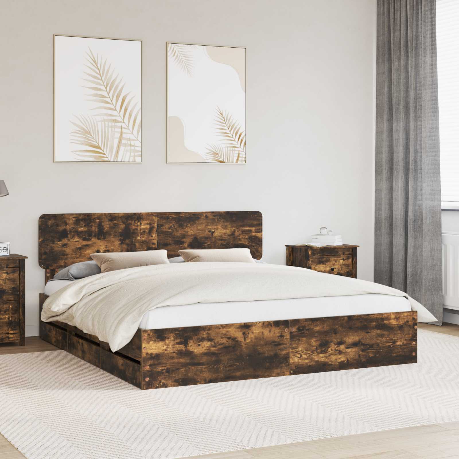 vidaXL Bedframe met lade met opslag Wit 200 x 200 cm Ingenieurshout