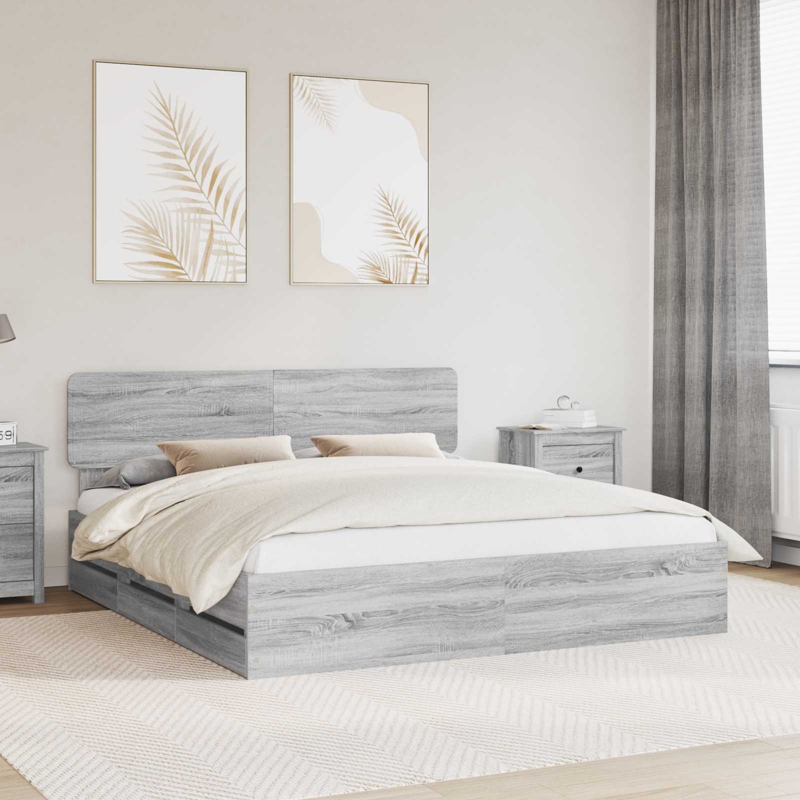 vidaXL Bedframe met lade met opslag Wit 200 x 200 cm Ingenieurshout