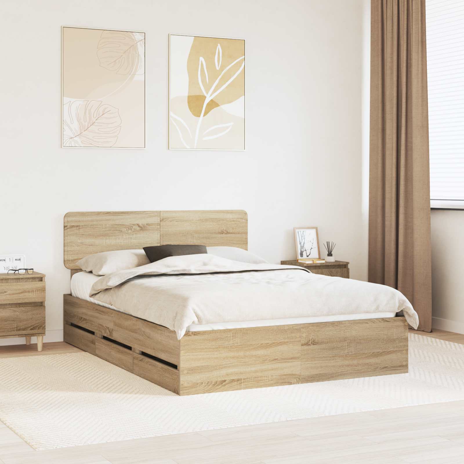 vidaXL Bedframe met lade met opslag Wit 200 x 200 cm Ingenieurshout