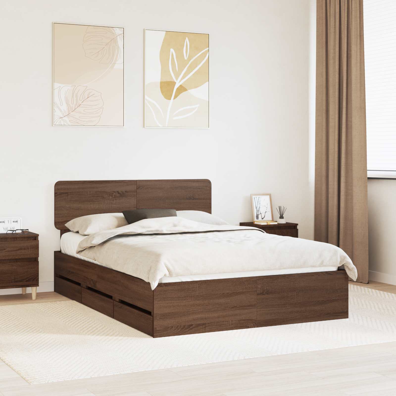 vidaXL Bedframe met lade met opslag Wit 200 x 200 cm Ingenieurshout