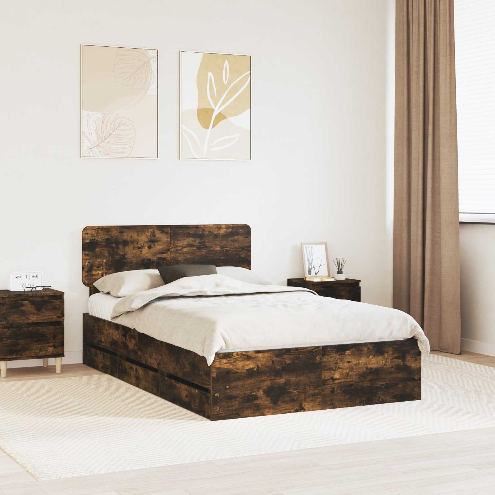 vidaXL Bedframe met lade met opslag Wit 200 x 200 cm Ingenieurshout