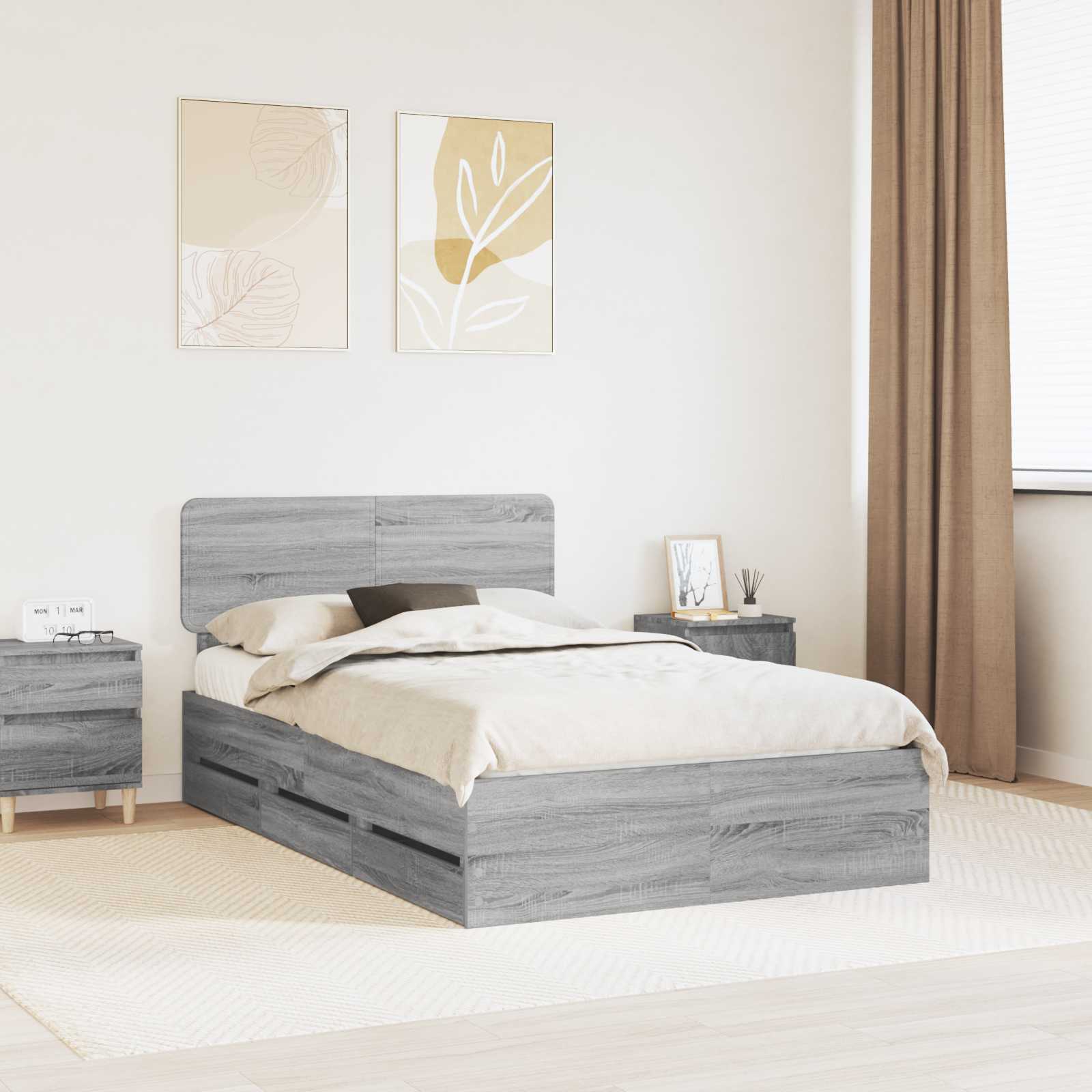 vidaXL Bedframe met lade met opslag Wit 200 x 200 cm Ingenieurshout