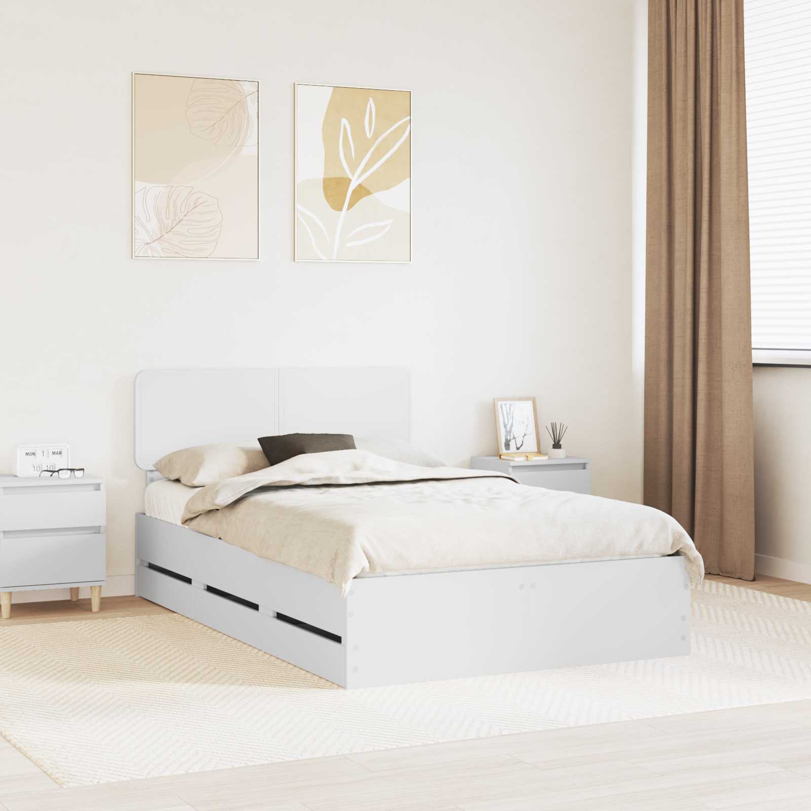 vidaXL Bedframe met lade met opslag Wit 200 x 200 cm Ingenieurshout