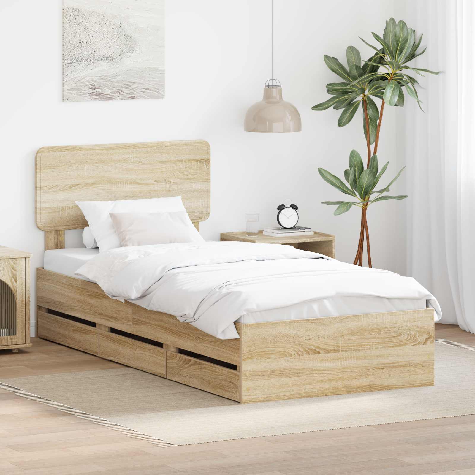 vidaXL Bedframe met lade met opslag Wit 200 x 200 cm Ingenieurshout