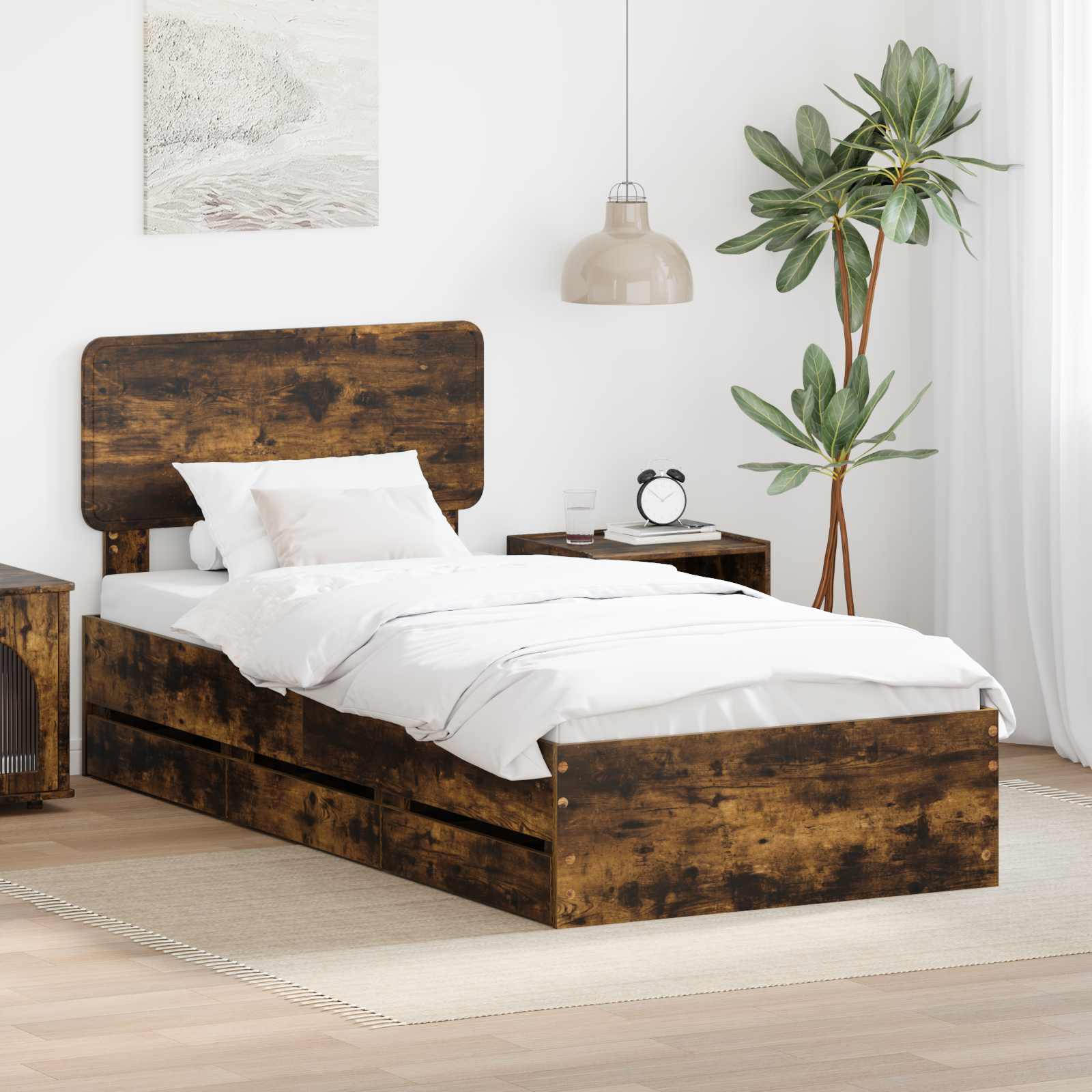 vidaXL Bedframe met lade met opslag Wit 200 x 200 cm Ingenieurshout