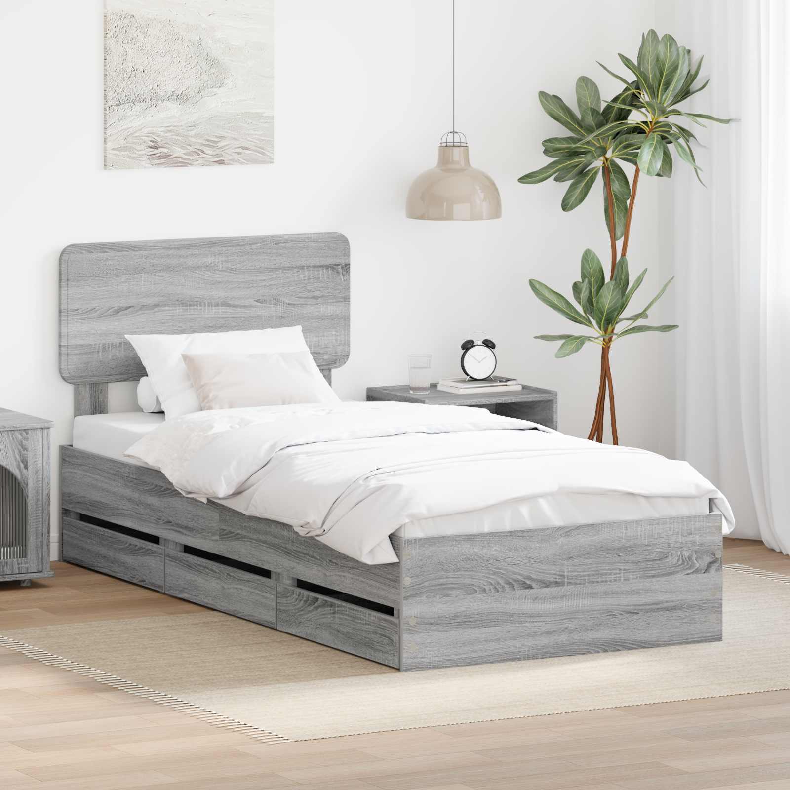 vidaXL Bedframe met lade met opslag Wit 200 x 200 cm Ingenieurshout