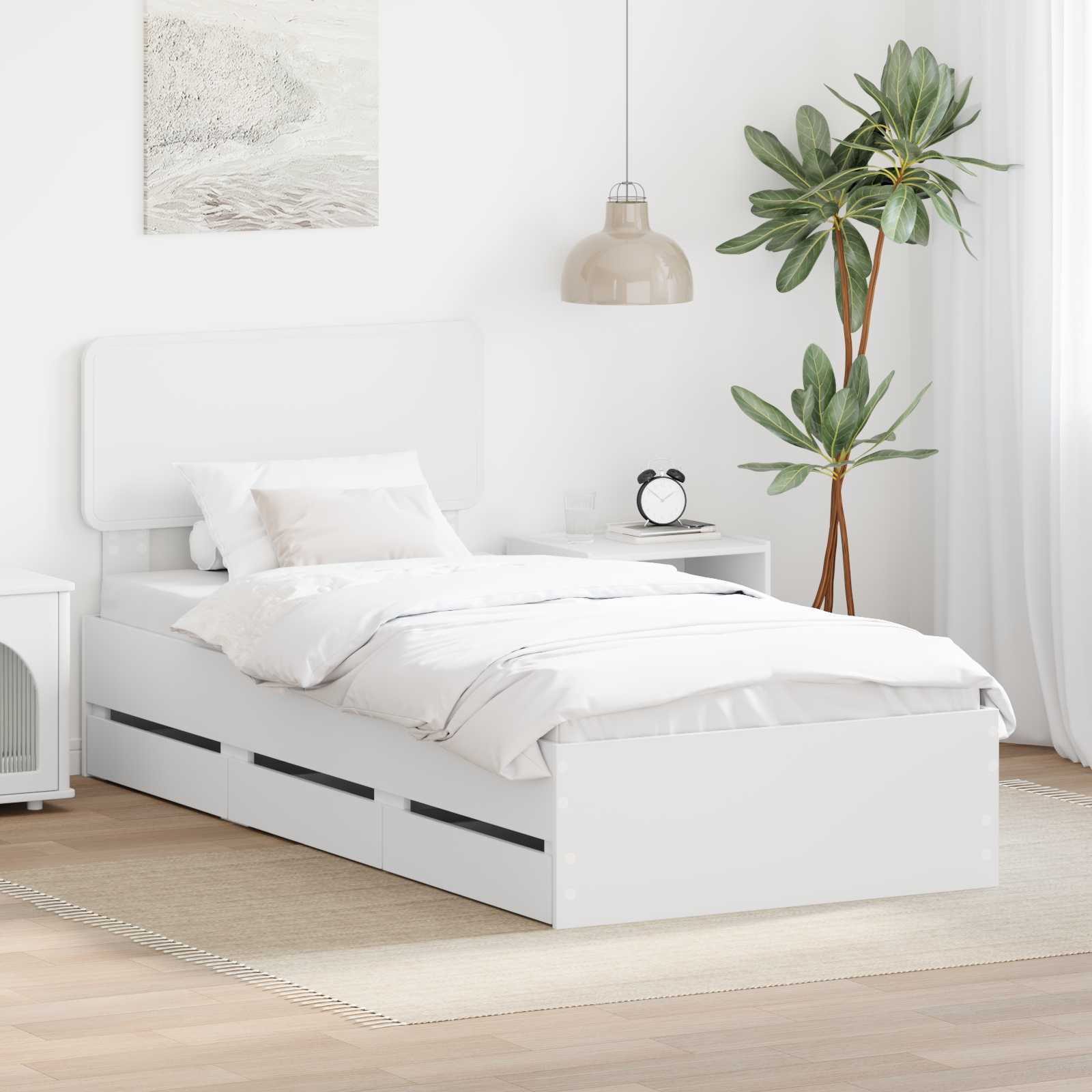 vidaXL Bedframe met lade met opslag Wit 200 x 200 cm Ingenieurshout