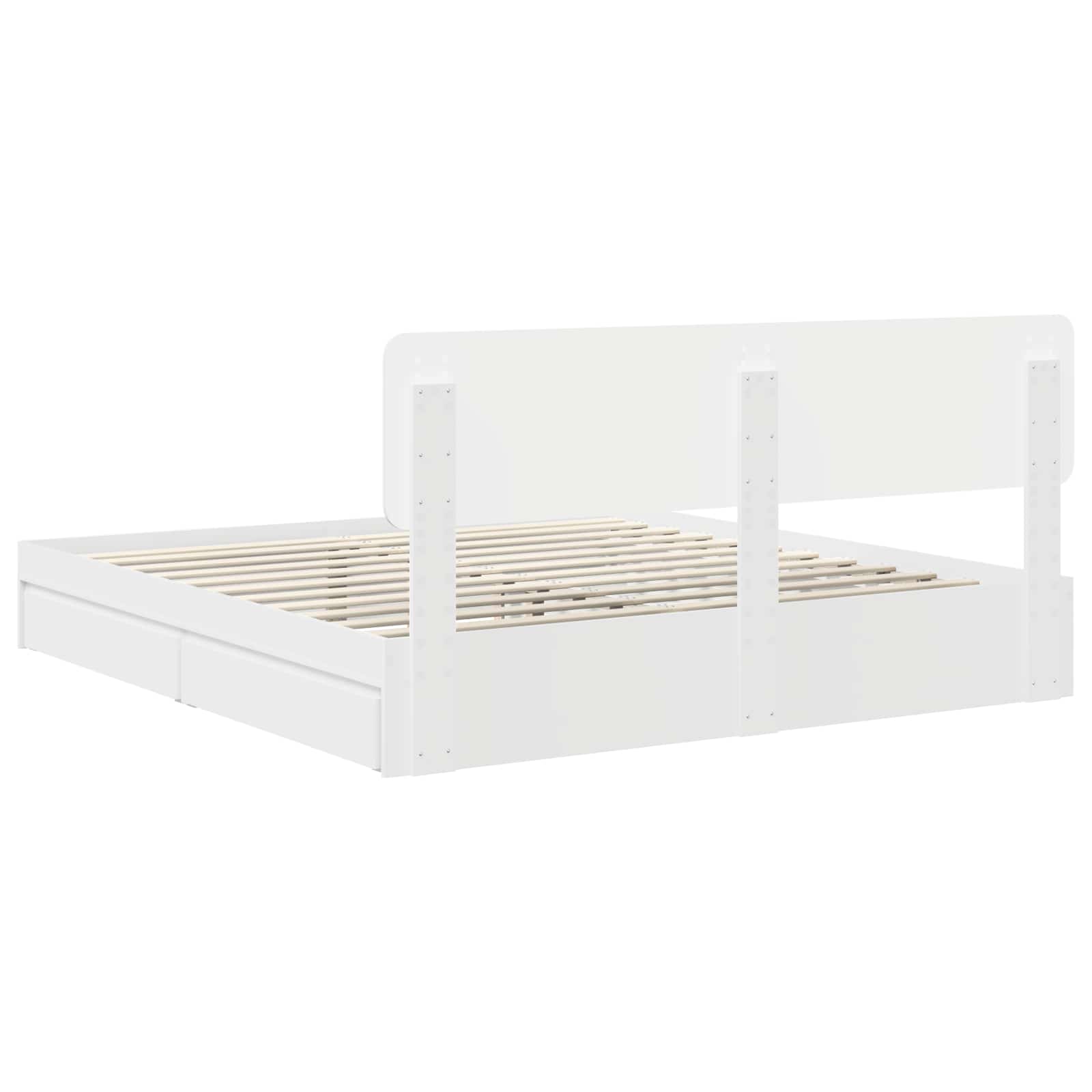 vidaXL Opslag bed met hoofdeinde Wit 200 x 200 cm Bewerkt hout