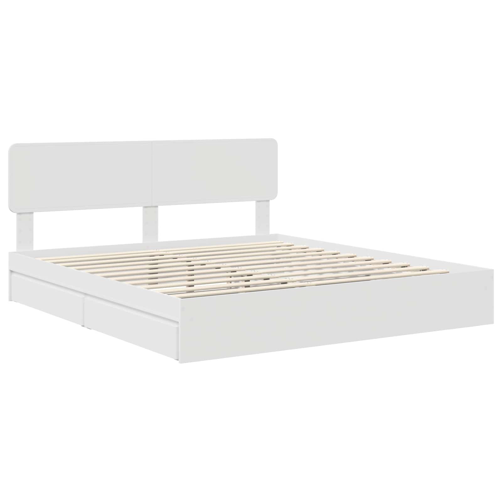 vidaXL Opslag bed met hoofdeinde Wit 200 x 200 cm Bewerkt hout