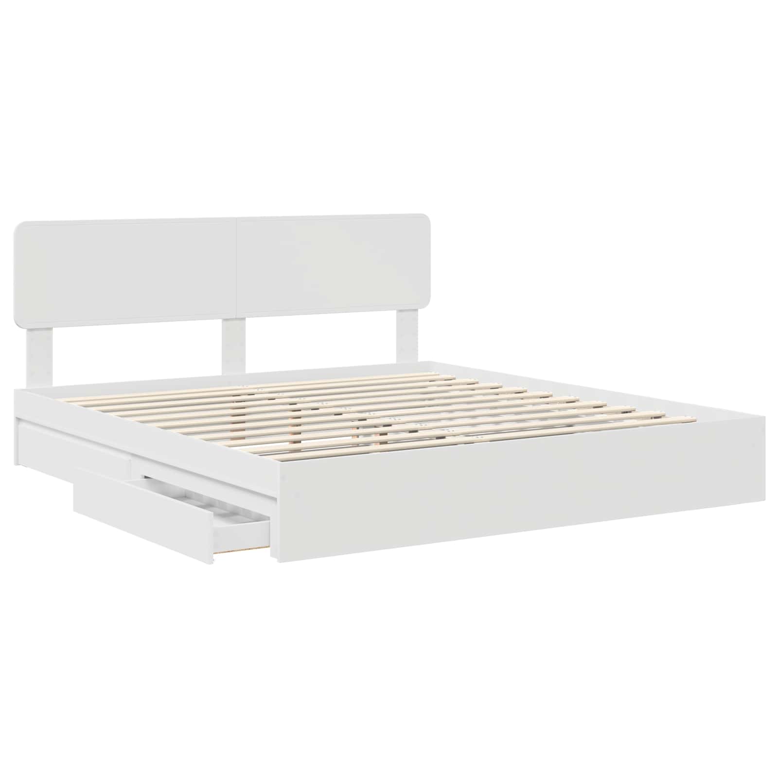 vidaXL Opslag bed met hoofdeinde Wit 200 x 200 cm Bewerkt hout