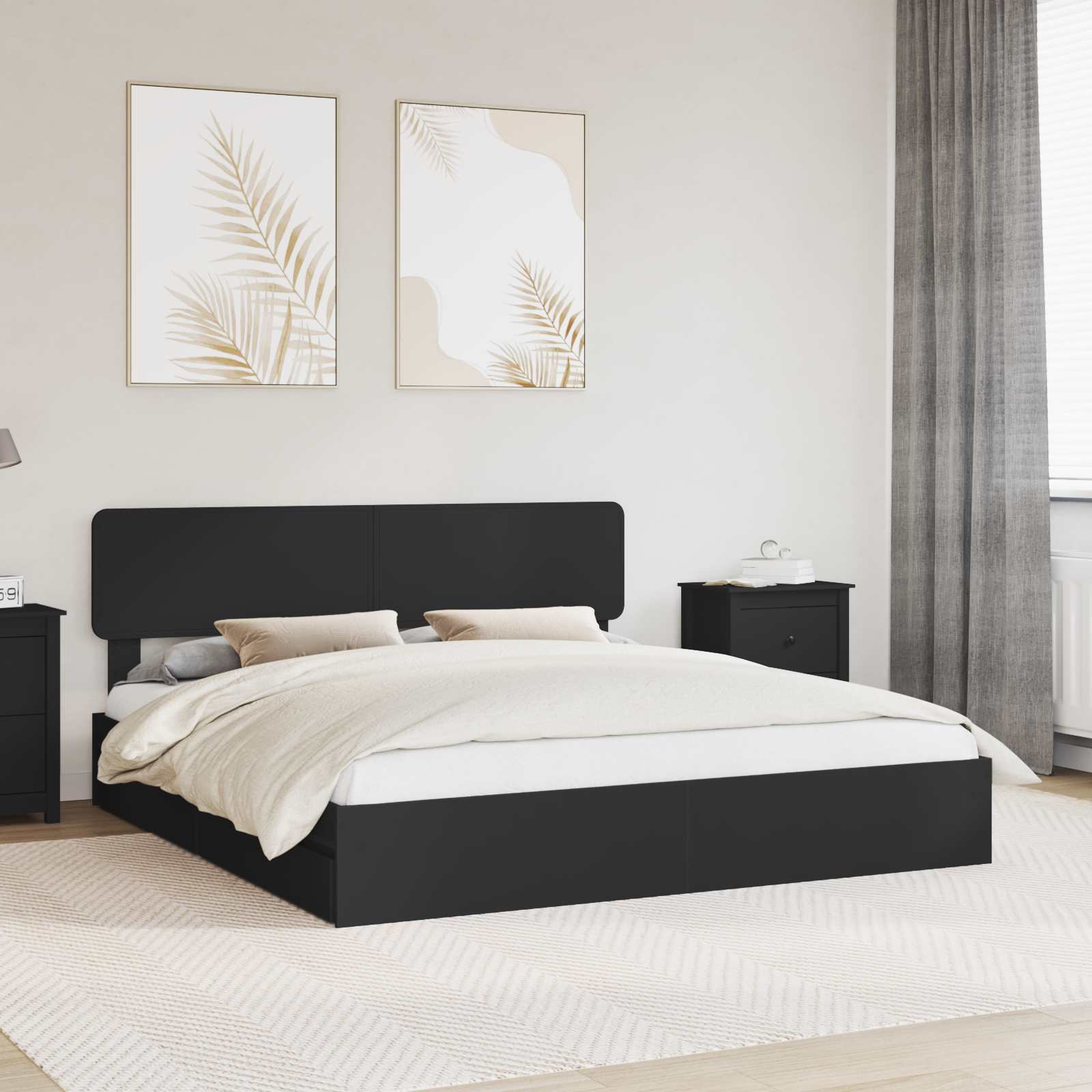 vidaXL Opslag bed met hoofdeinde Wit 200 x 200 cm Bewerkt hout