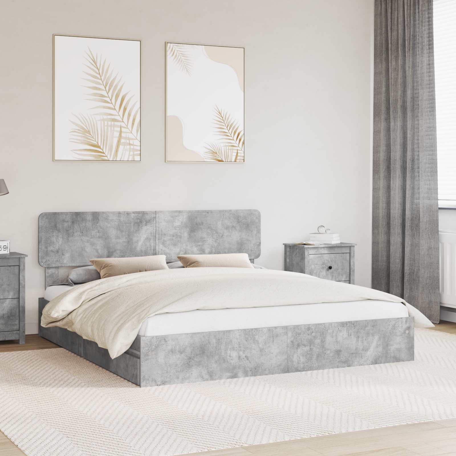 vidaXL Opslag bed met hoofdeinde Wit 200 x 200 cm Bewerkt hout