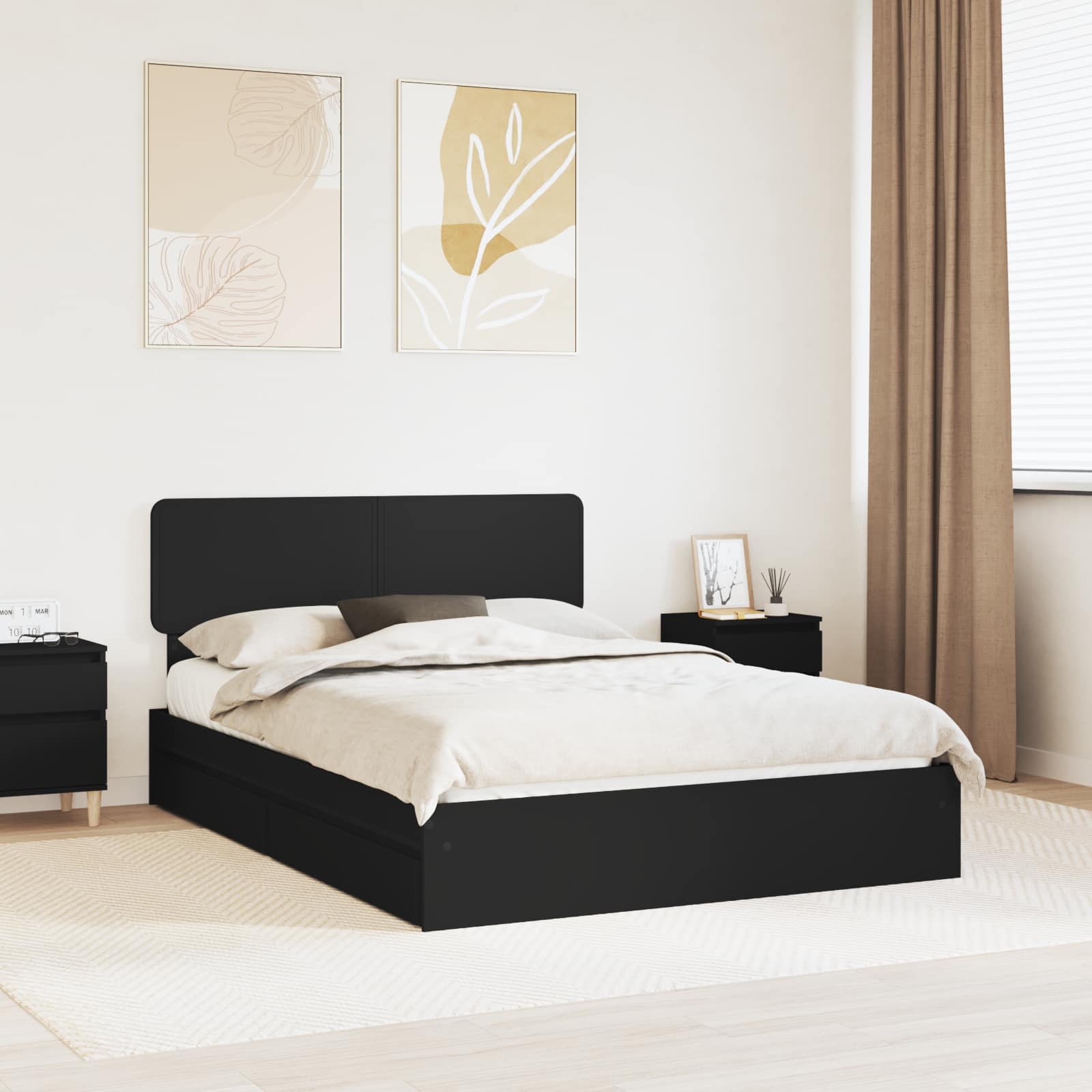 vidaXL Opslag bed met hoofdeinde Wit 200 x 200 cm Bewerkt hout