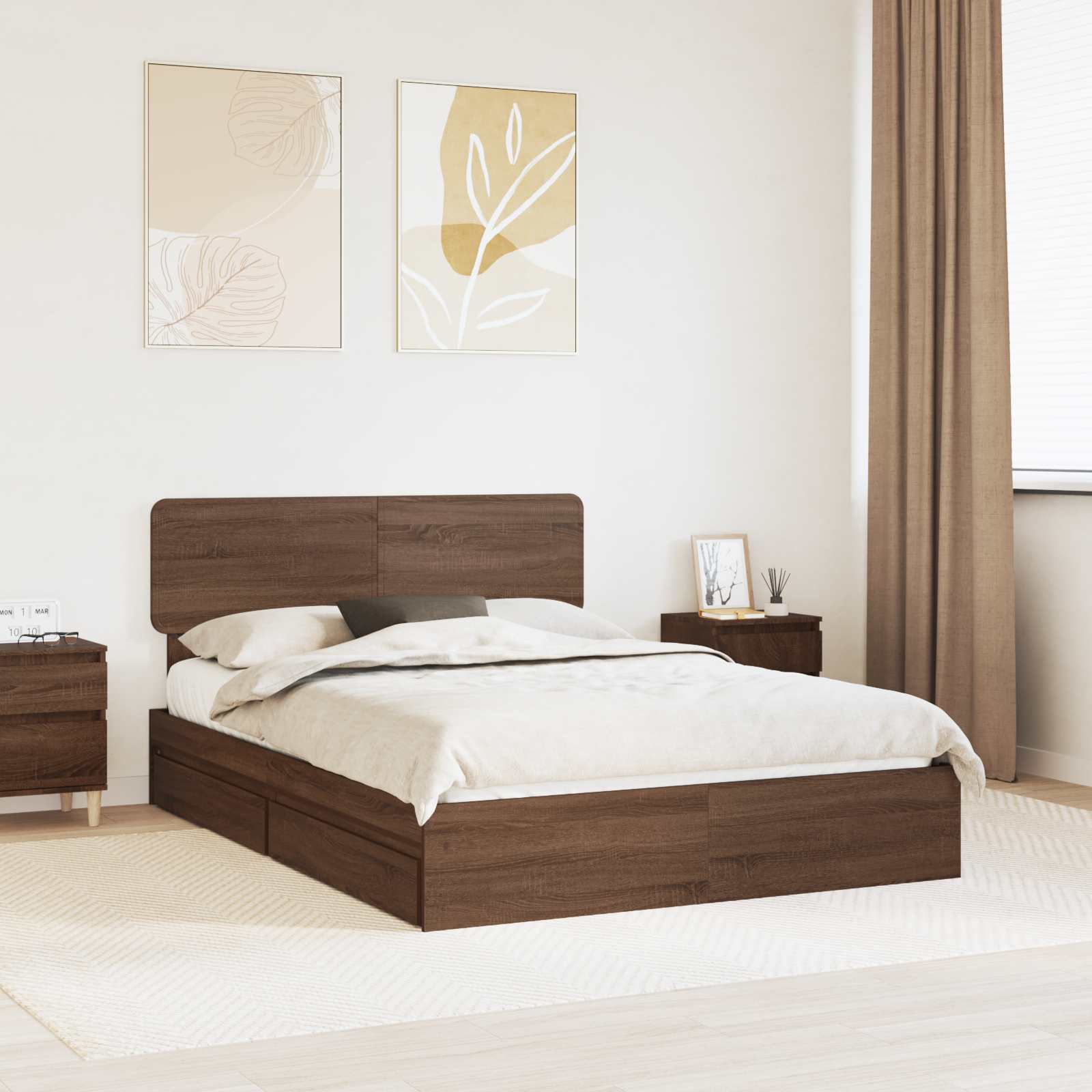 vidaXL Opslag bed met hoofdeinde Wit 200 x 200 cm Bewerkt hout