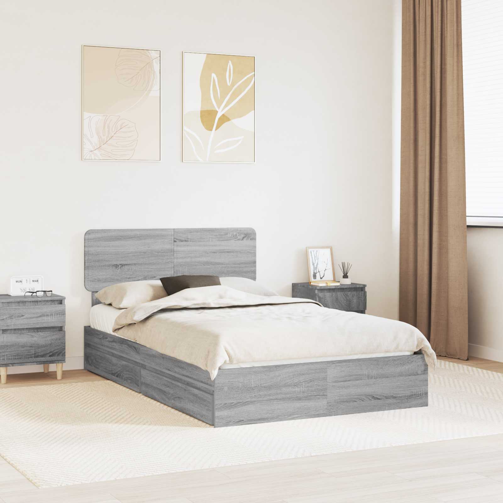 vidaXL Opslag bed met hoofdeinde Wit 200 x 200 cm Bewerkt hout