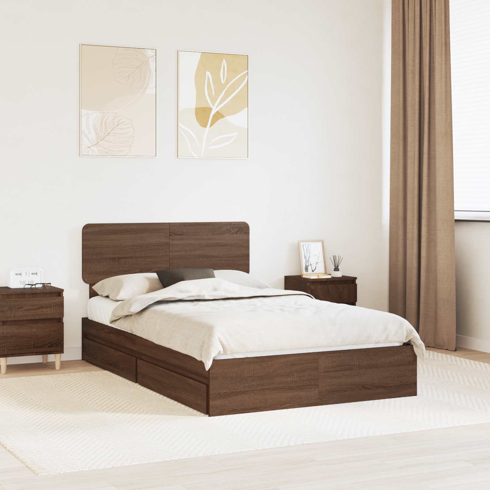 vidaXL Opslag bed met hoofdeinde Wit 200 x 200 cm Bewerkt hout