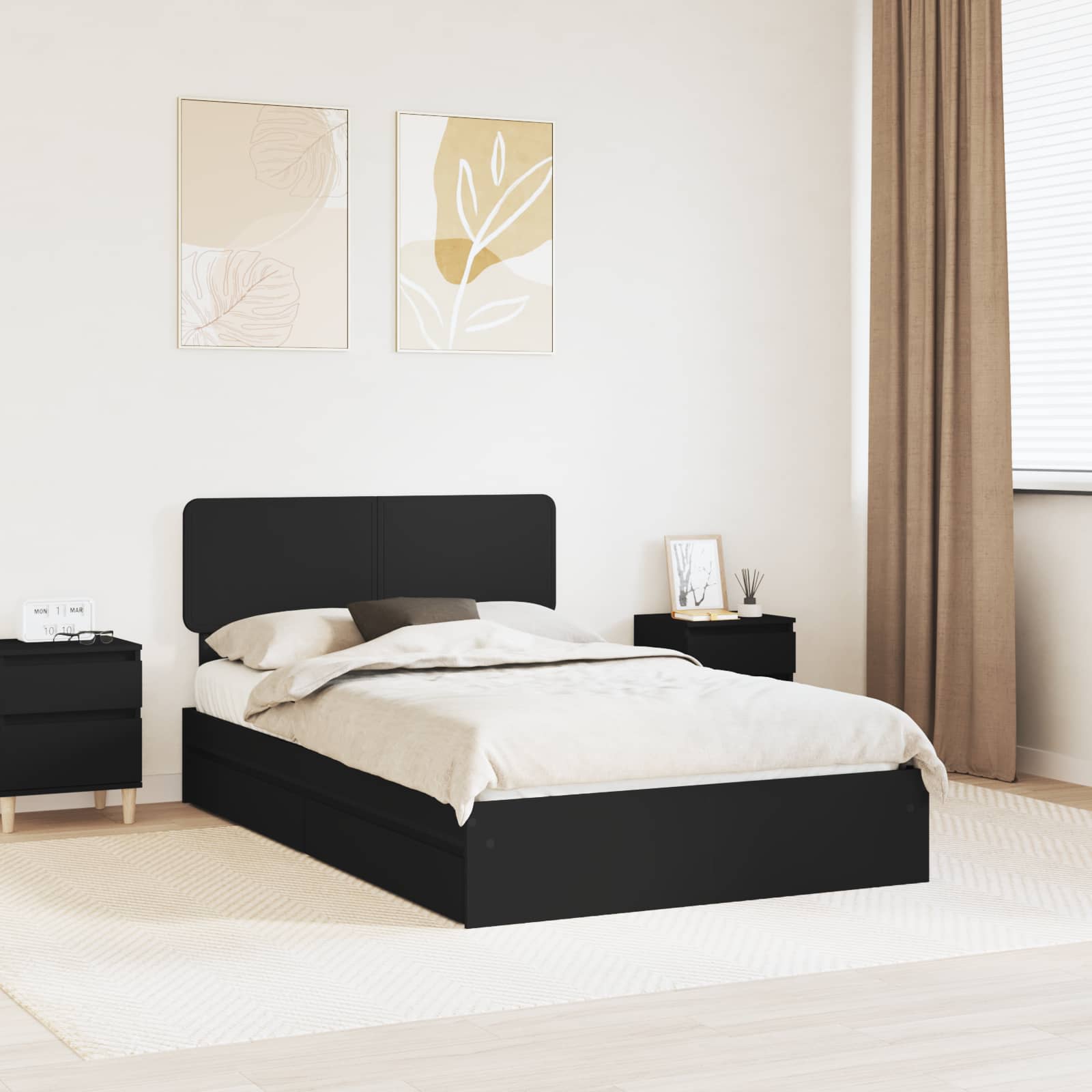 vidaXL Opslag bed met hoofdeinde Wit 200 x 200 cm Bewerkt hout