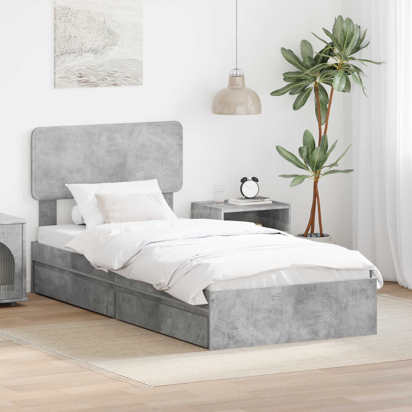 vidaXL Opslag bed met hoofdeinde Wit 200 x 200 cm Bewerkt hout