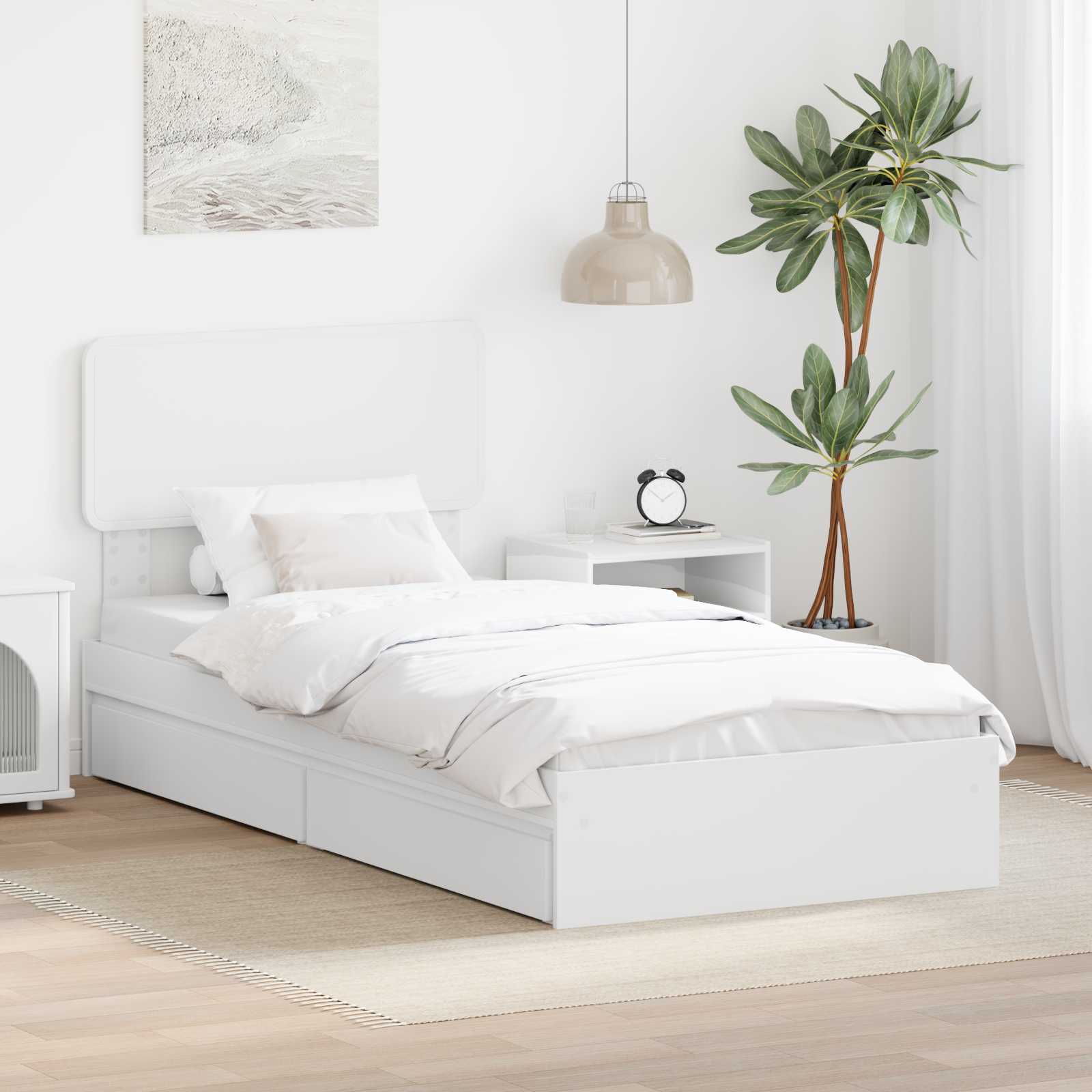 vidaXL Opslag bed met hoofdeinde Wit 200 x 200 cm Bewerkt hout