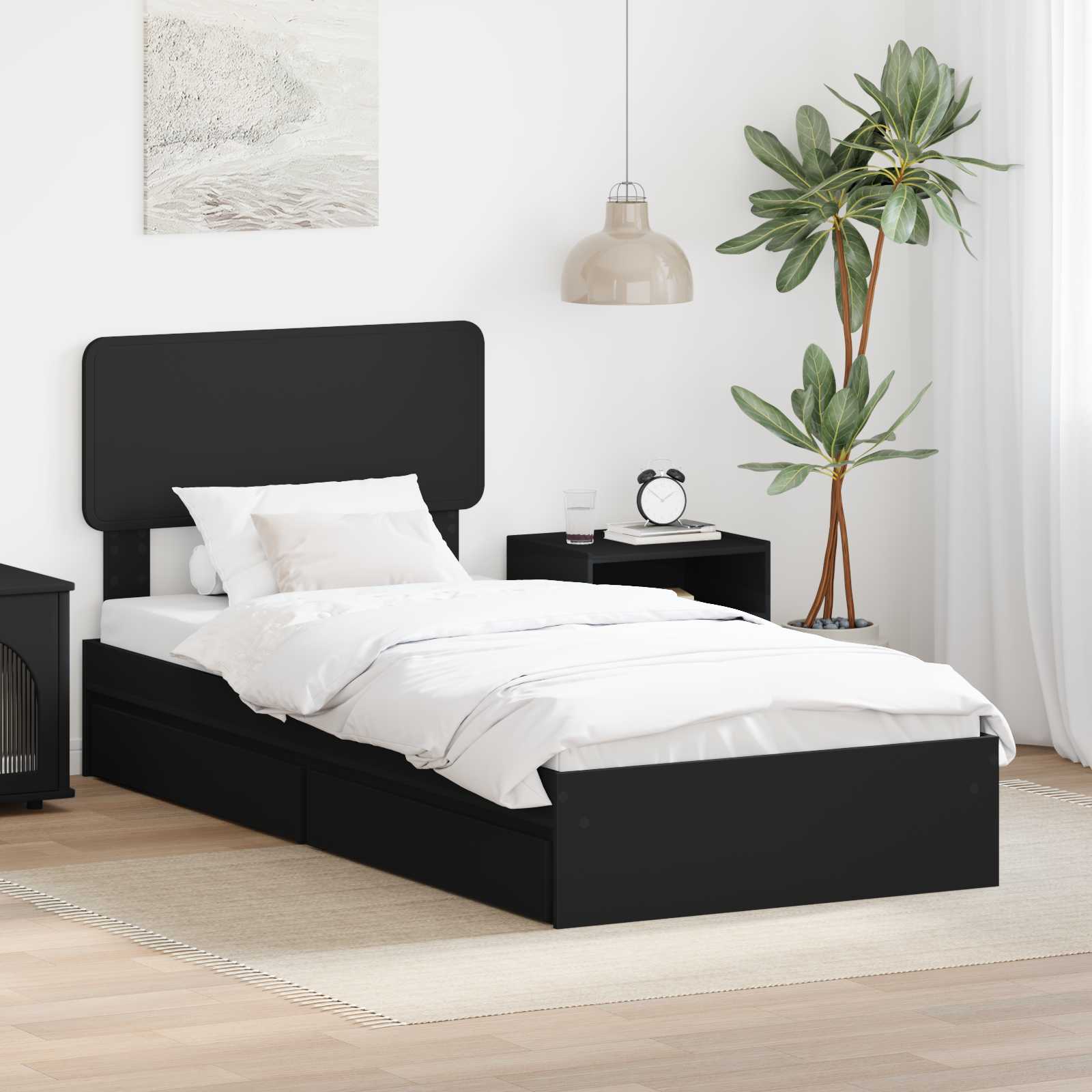 vidaXL Opslag bed met hoofdeinde Wit 200 x 200 cm Bewerkt hout